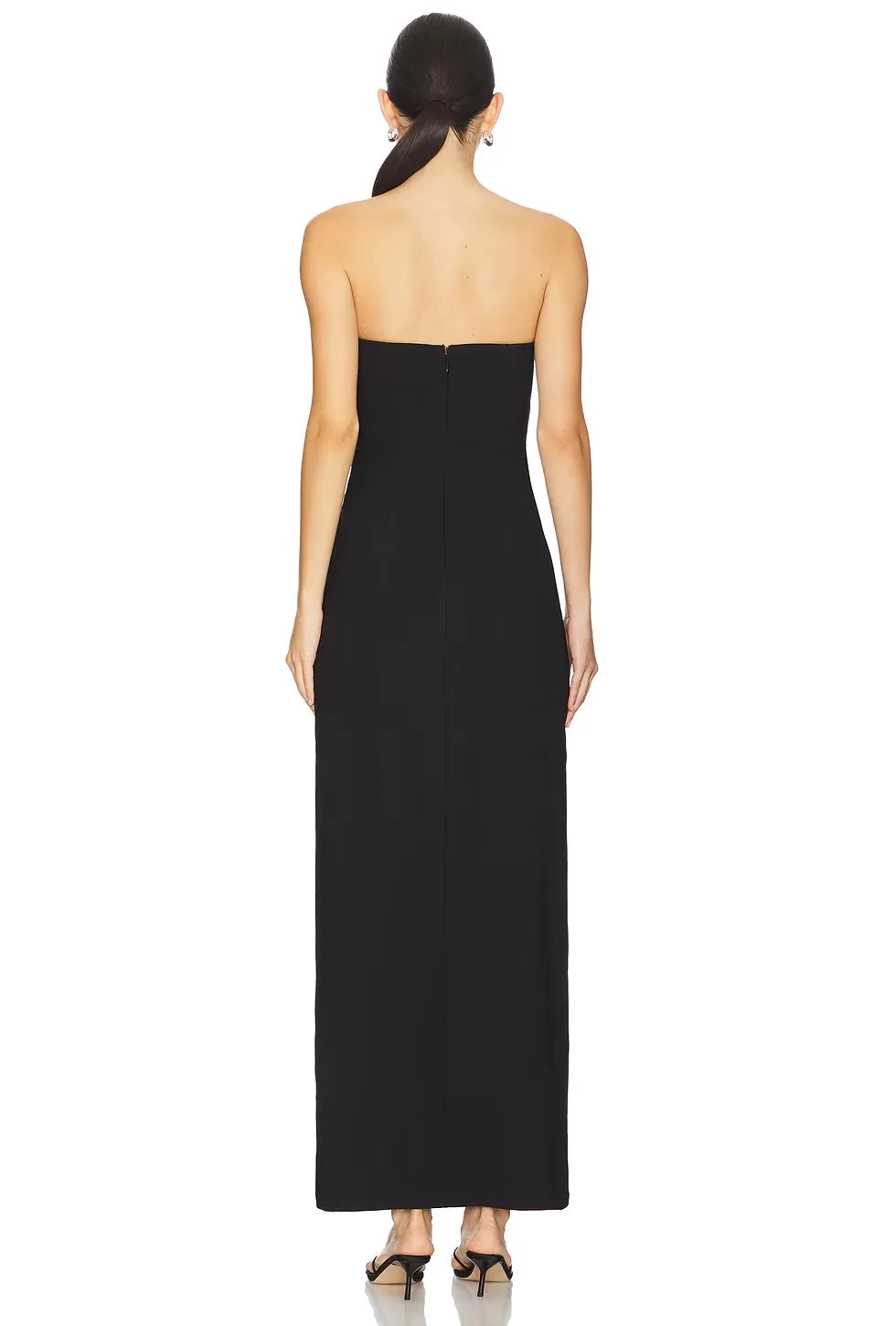 Chic Sheath Strapless Sleeveless Contrast Trim Floor Length Evening Dress