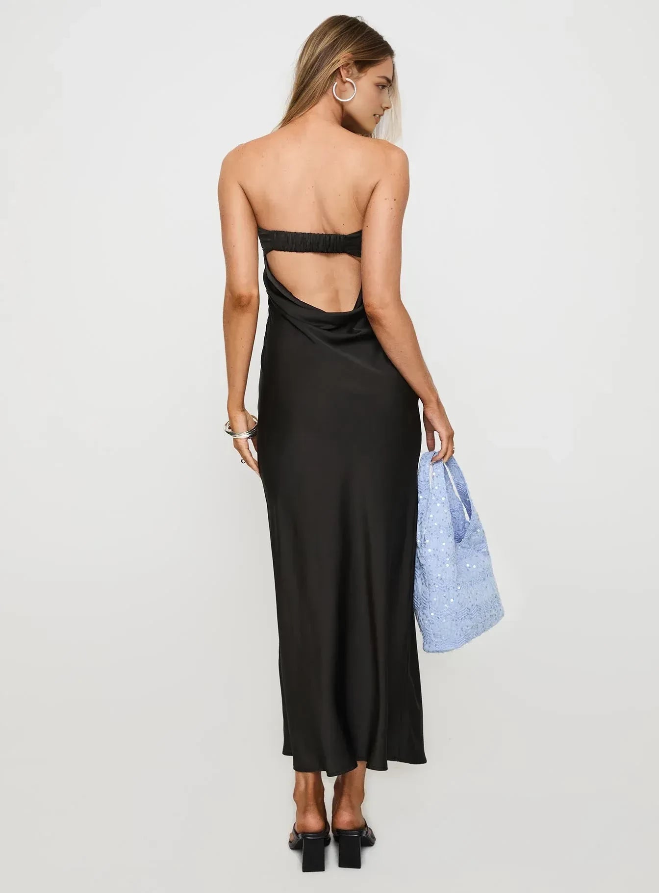 Chic Sheath Strapless Sleeveless Cowl Back Floor Length Evening Dress
