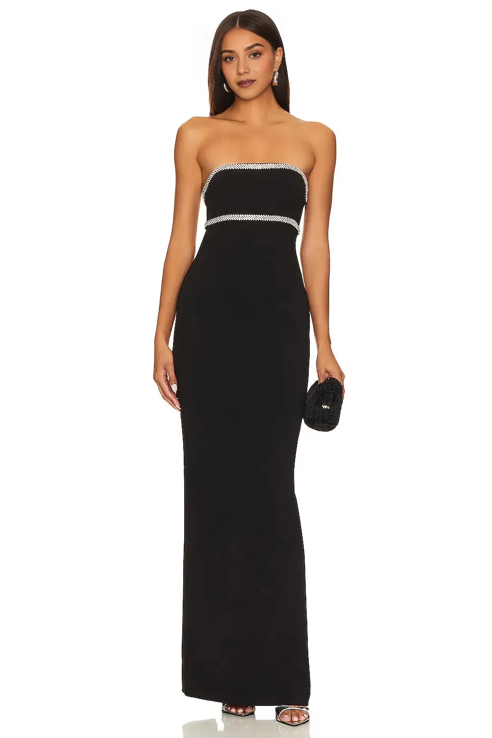Chic Sheath Strapless Sleeveless Cut Out Back Floor Length Evening Dress