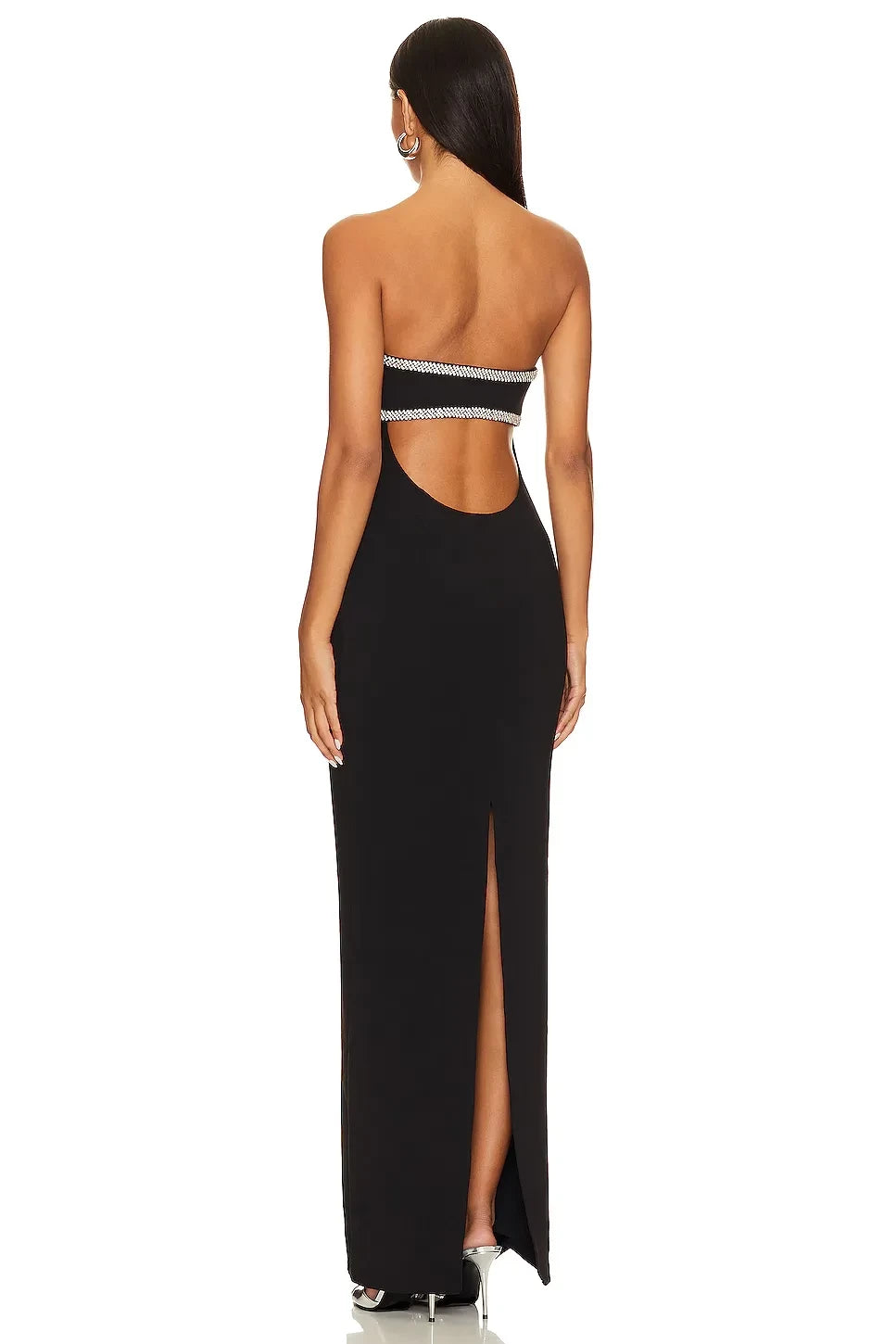 Chic Sheath Strapless Sleeveless Cut Out Back Floor Length Evening Dress
