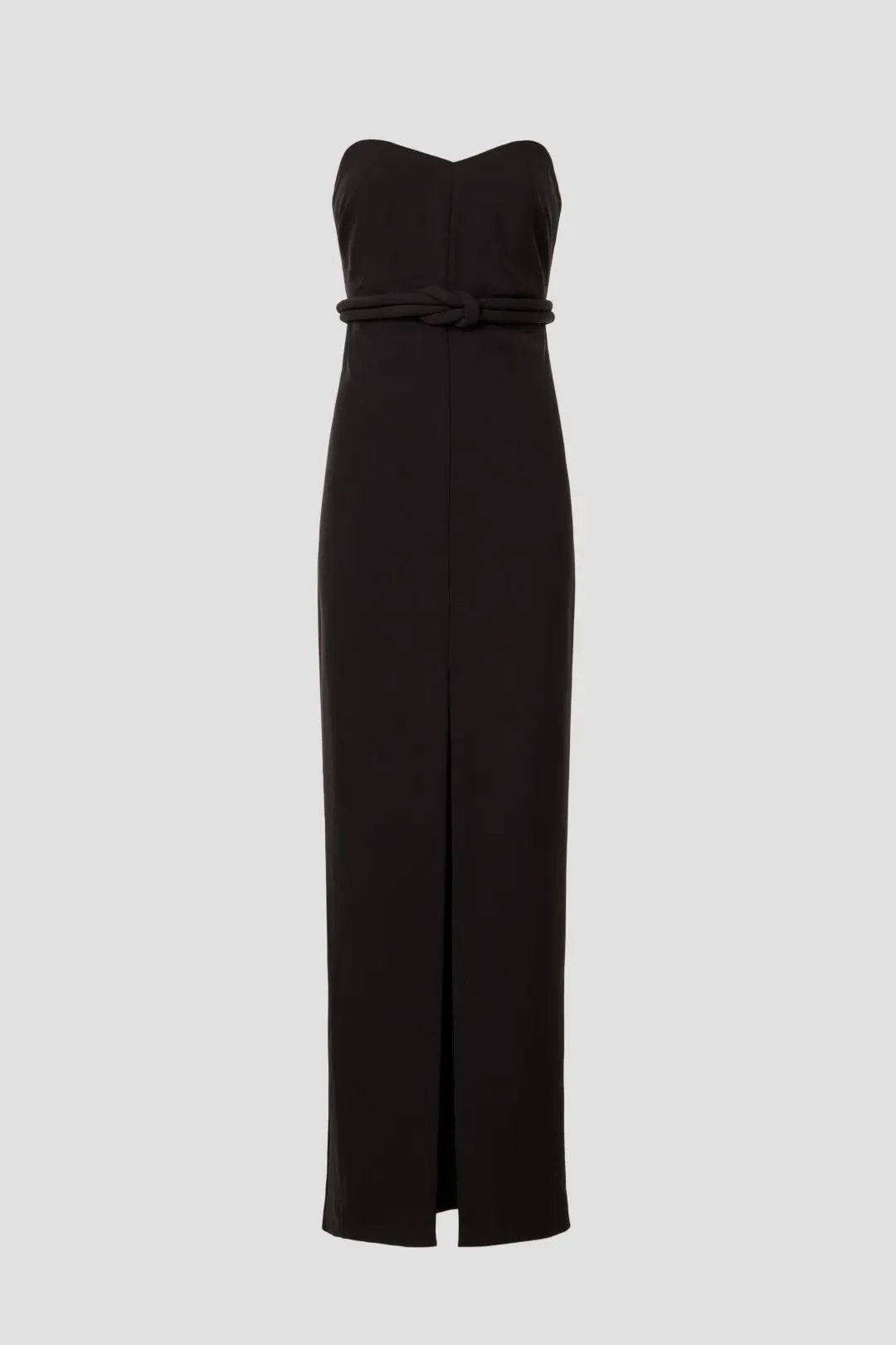 Chic Sheath Strapless Sleeveless Knot Waist High Slit Floor Length Plus Size Prom Dress