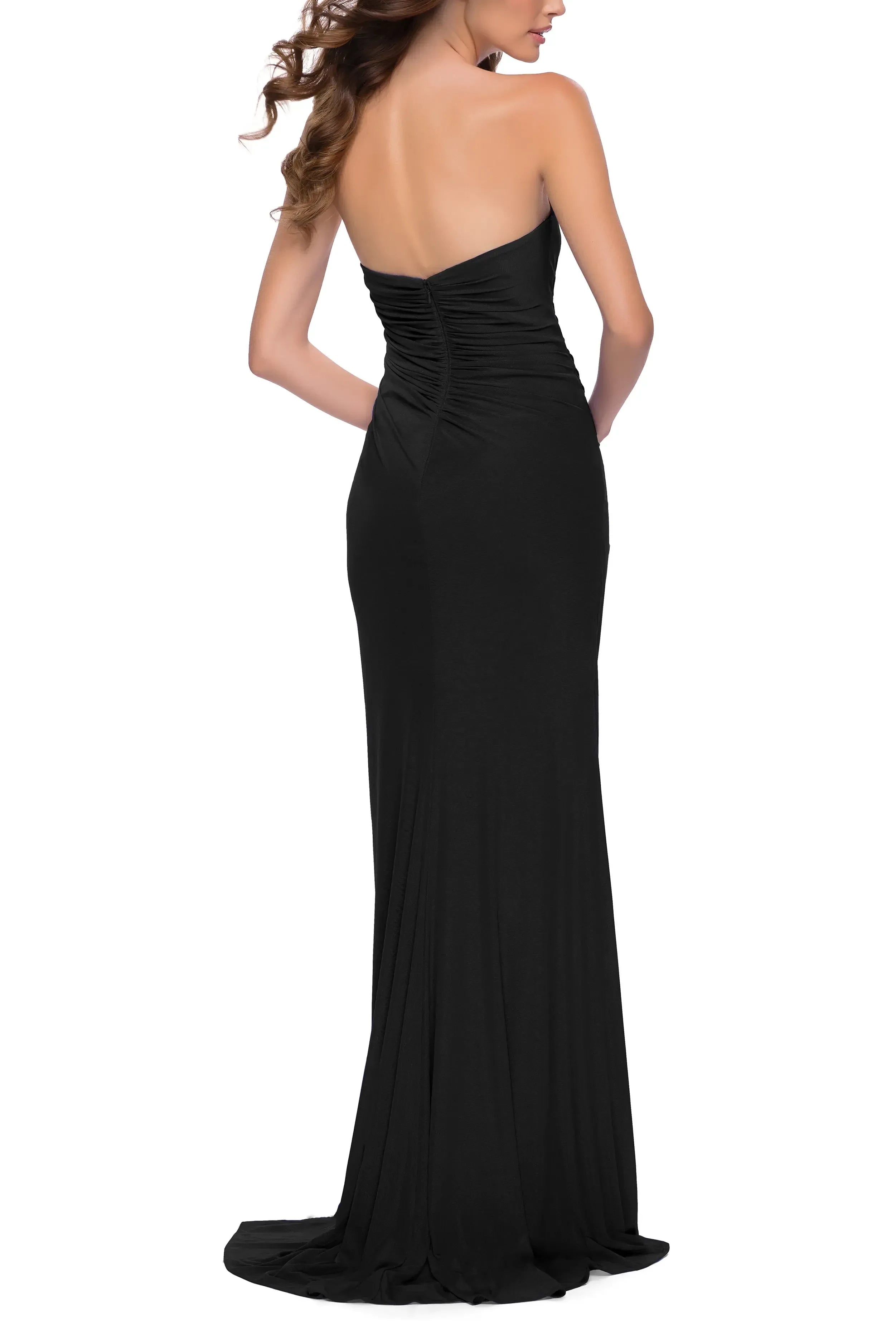 Chic Sheath Strapless Sleeveless Ruched Back Floor Length Evening Dress