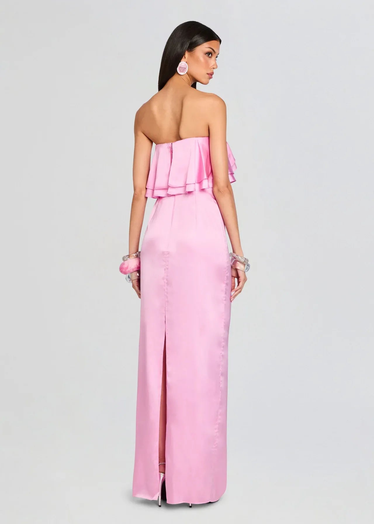 Chic Sheath Strapless Sleeveless Ruffle Accent Floor Length Plus Size Prom Dress