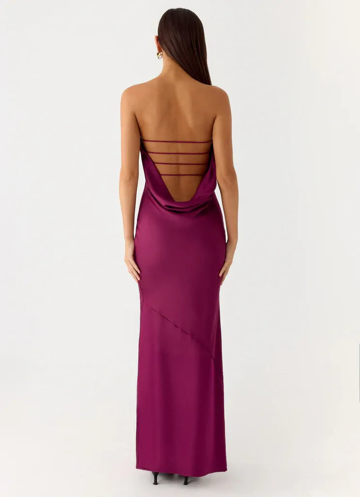 Chic Sheath Strapless Sleeveless Strappy Back Floor Length Plus Size Evening Dress