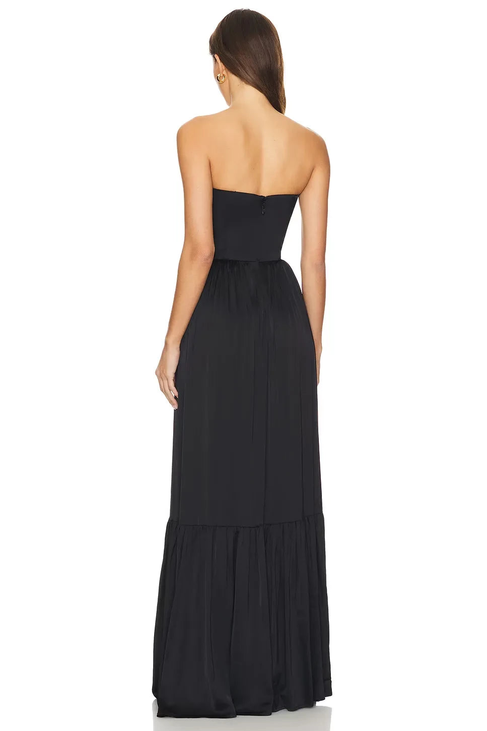 Chic Sheath Strapless Sleeveless Tiered Slit Floor Length Evening Dress