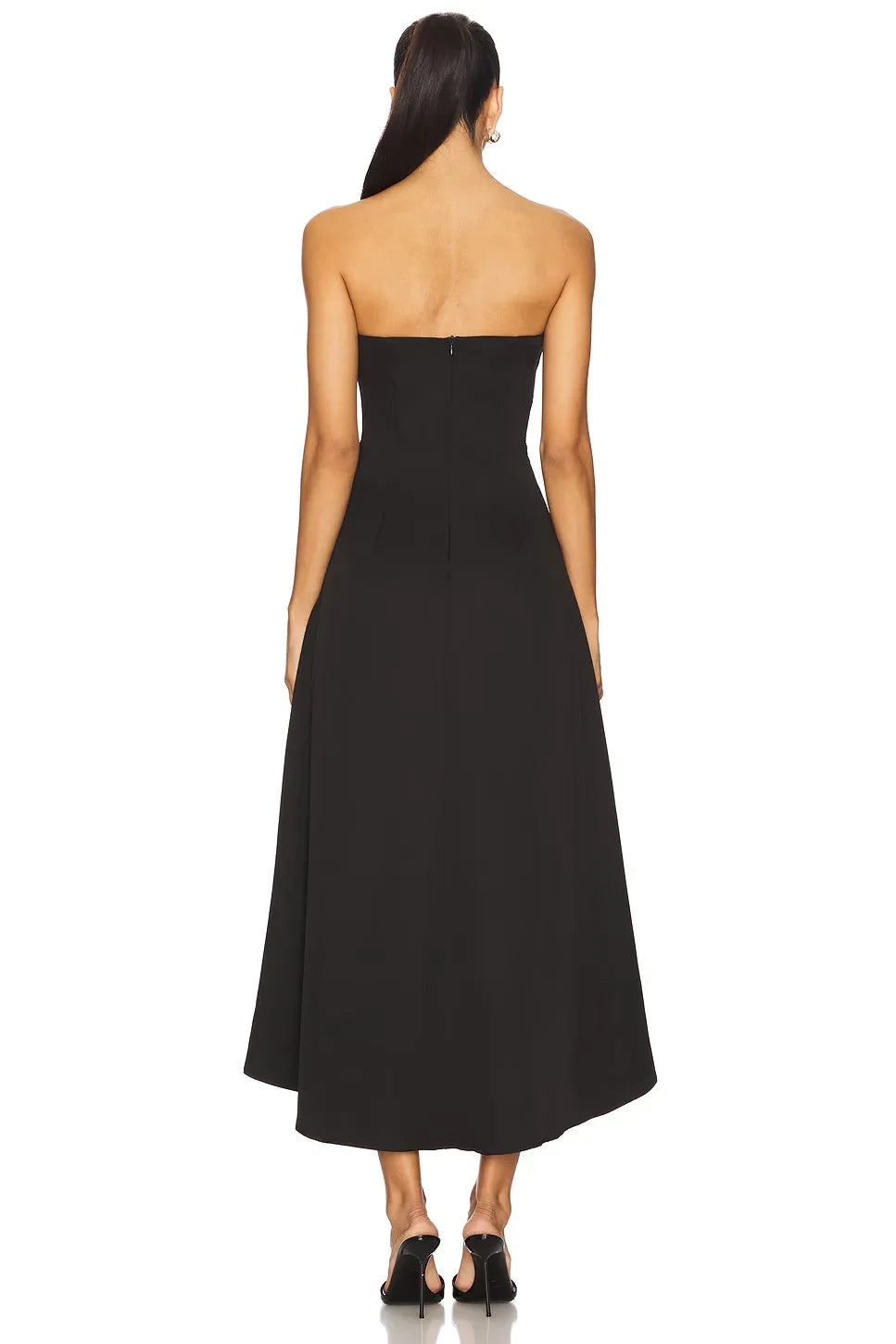 Chic Sheath Strapless Sleeveless Zipper Back High Low Evening Dress