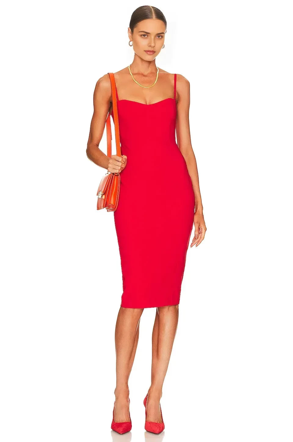 Chic Sheath Sweetheart Neck Sleeveless Zipper Back Midi Length Evening Dress