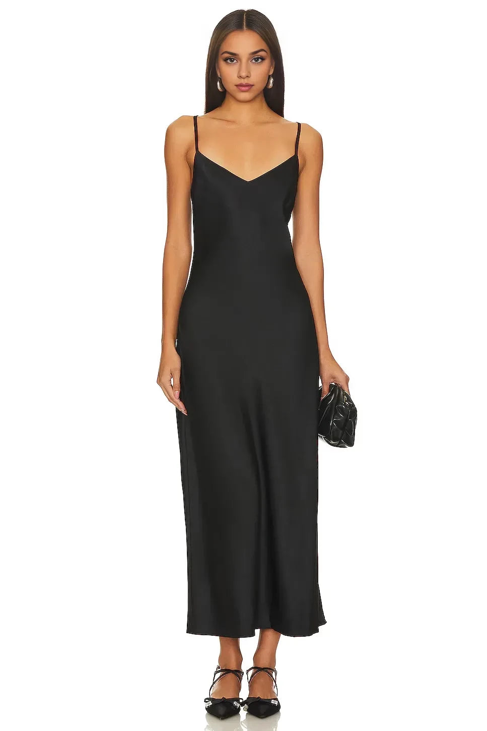 Chic Sheath V Neck Sleeveless Open Back Midi Length Evening Dress