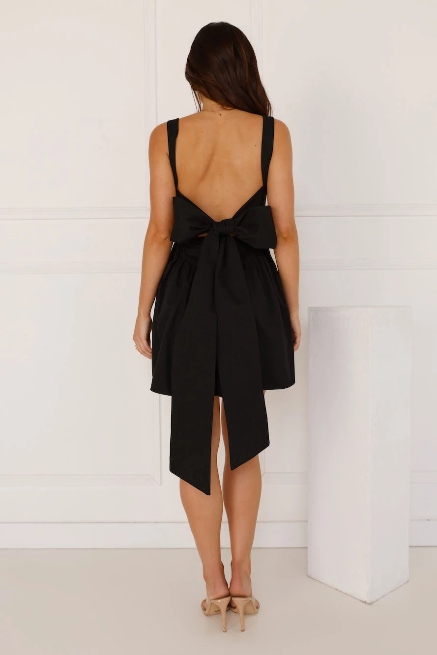 Chic Square Neck Sleeveless Bow Back Mini Party Dress Homecoming Dress