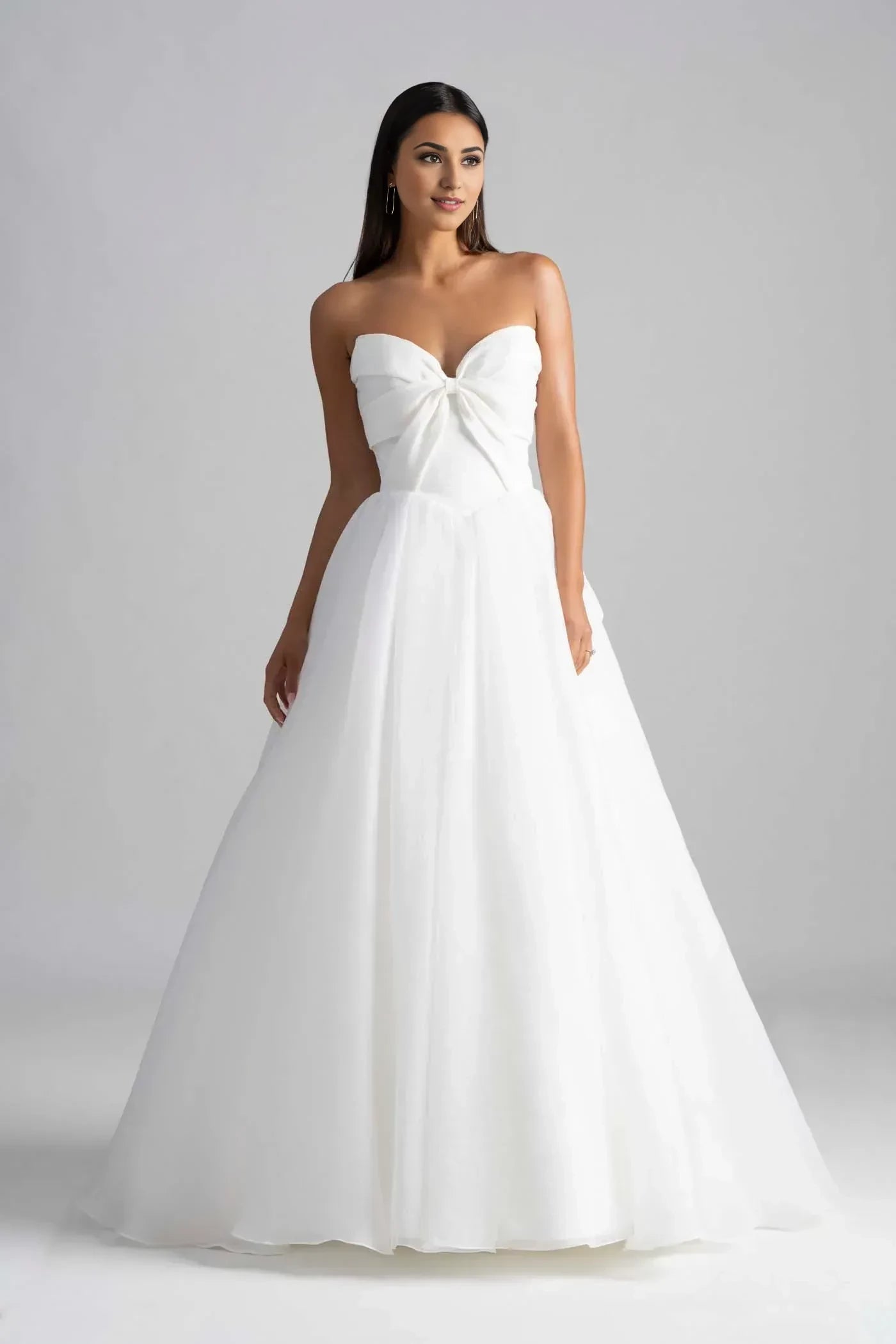 Chic Strapless Ball Gown Sleeveless Bow Back Floor Length Wedding Dress