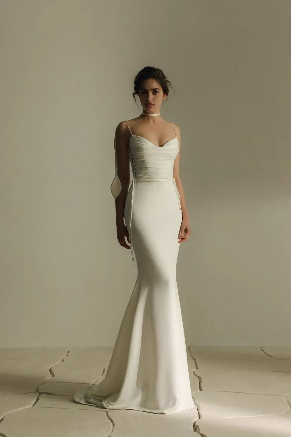 Chic Sweetheart Neck Sleeveless Lace Up Side Train Length Wedding Dress