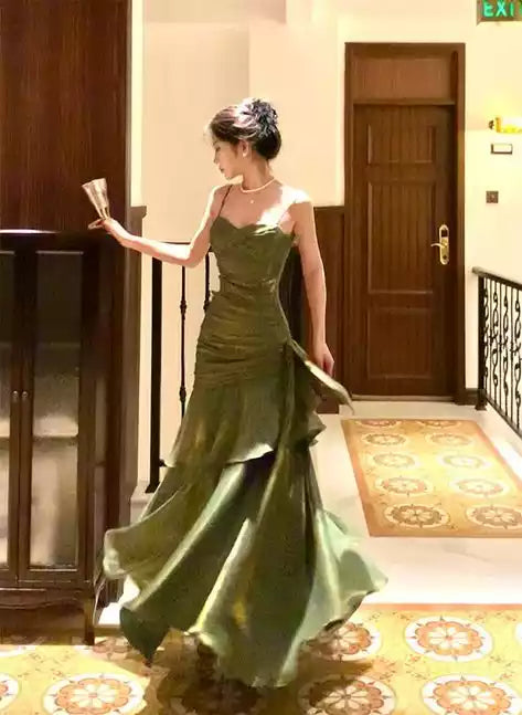 Chic Green Straps Strapless Sweetheart Long Formal Dress Green Prom Dress Evening Dress