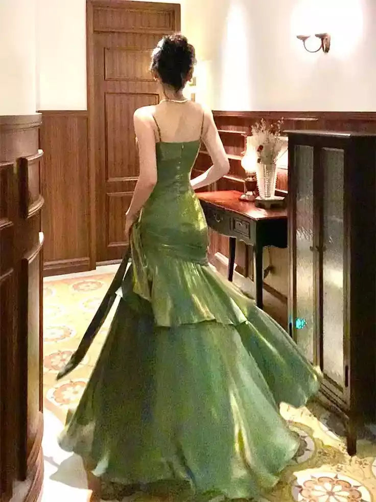 Chic Green Straps Strapless Sweetheart Long Formal Dress Green Prom Dress Evening Dress