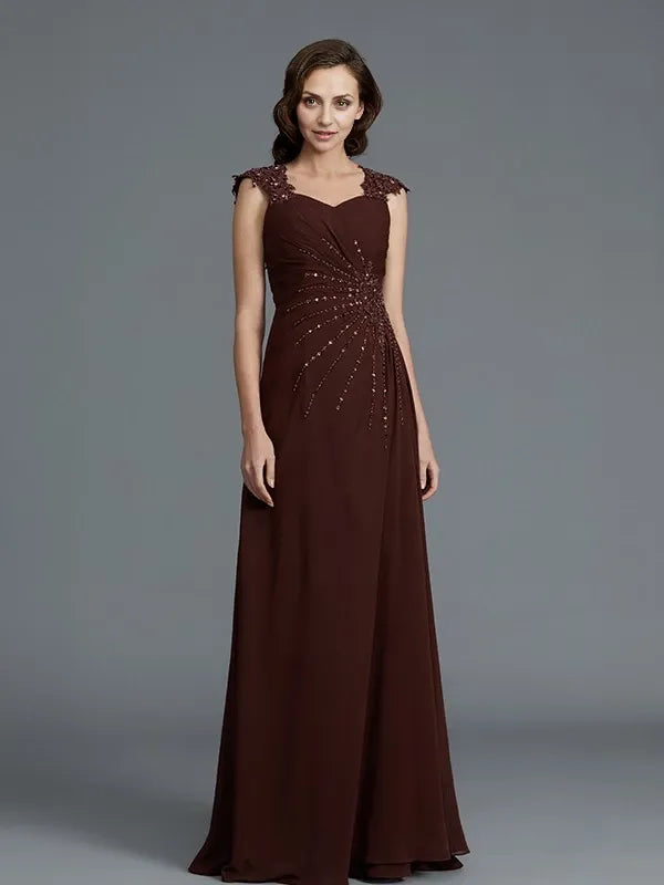 Chiffon Floor-Length A-Line Sweetheart Sleeveless With Beading Mother of the Bride Dresses