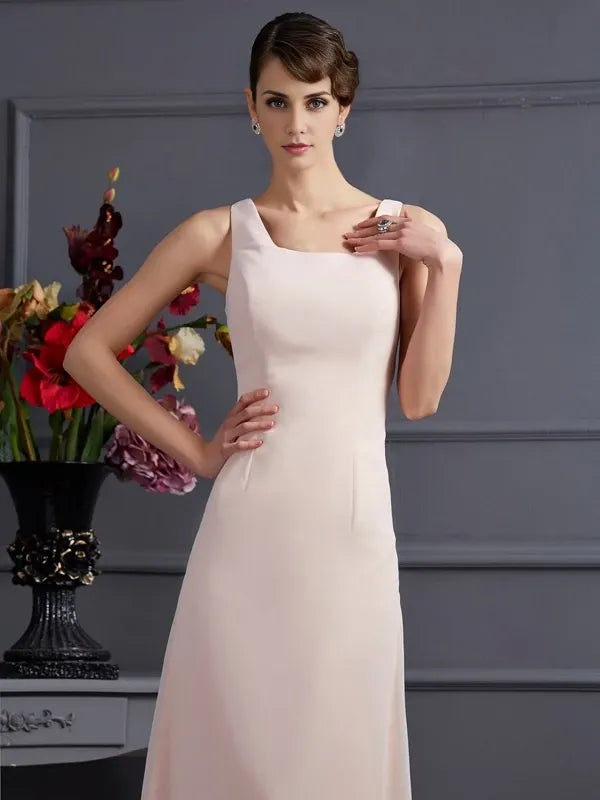 Chiffon Square Sleeveless Floor-Length Sheath With Lace Mother of the Bride Dresses