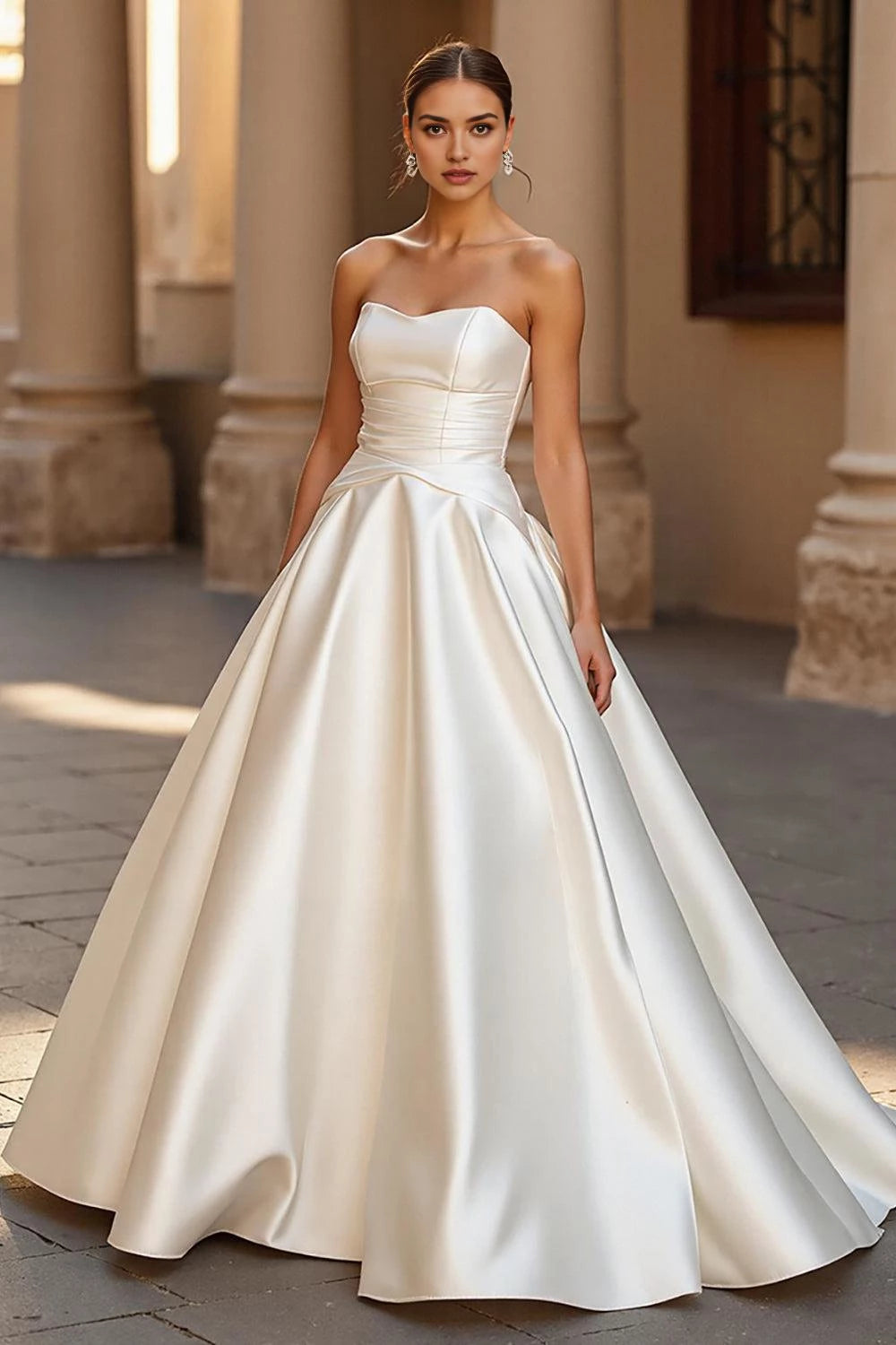 Classic Ball Gown Sweetheart Neck Sleeveless Open Back Floor Length Wedding Dress