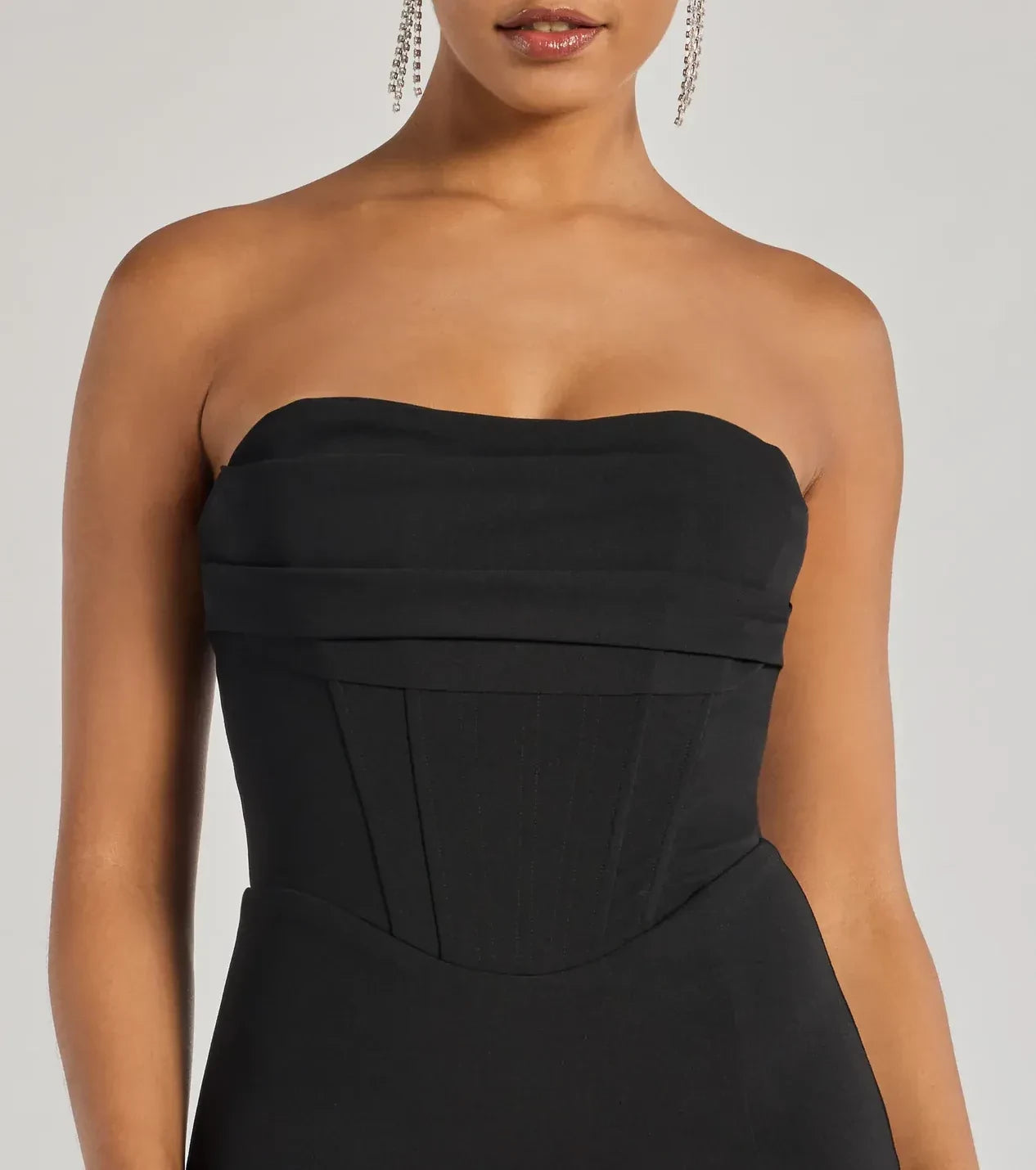 Classic Mermaid Strapless Sleeveless Zipper Back Floor Length Prom Dress