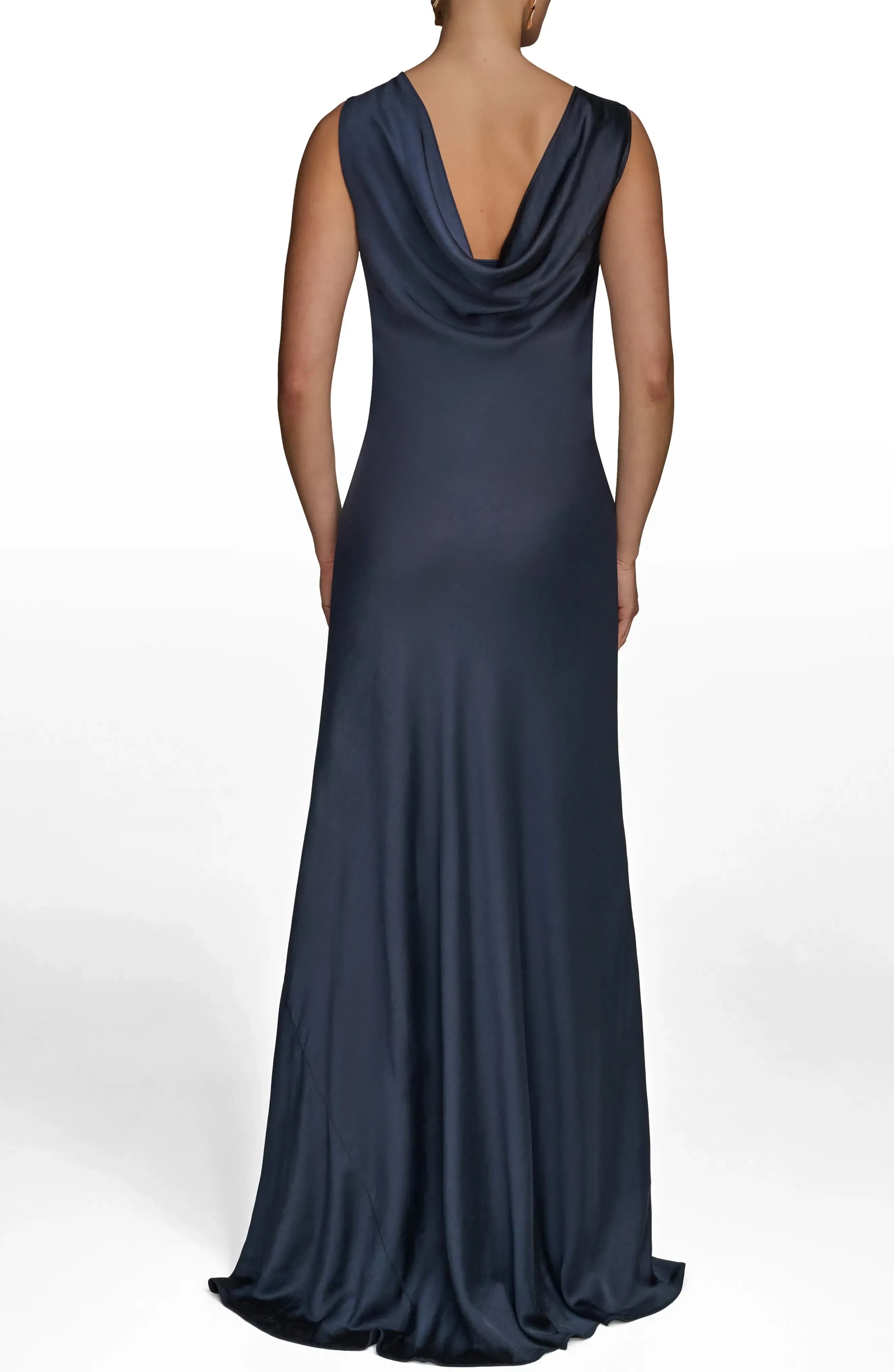 Classic Sheath One Shoulder Sleeveless Draped Back Floor Length Evening Dress