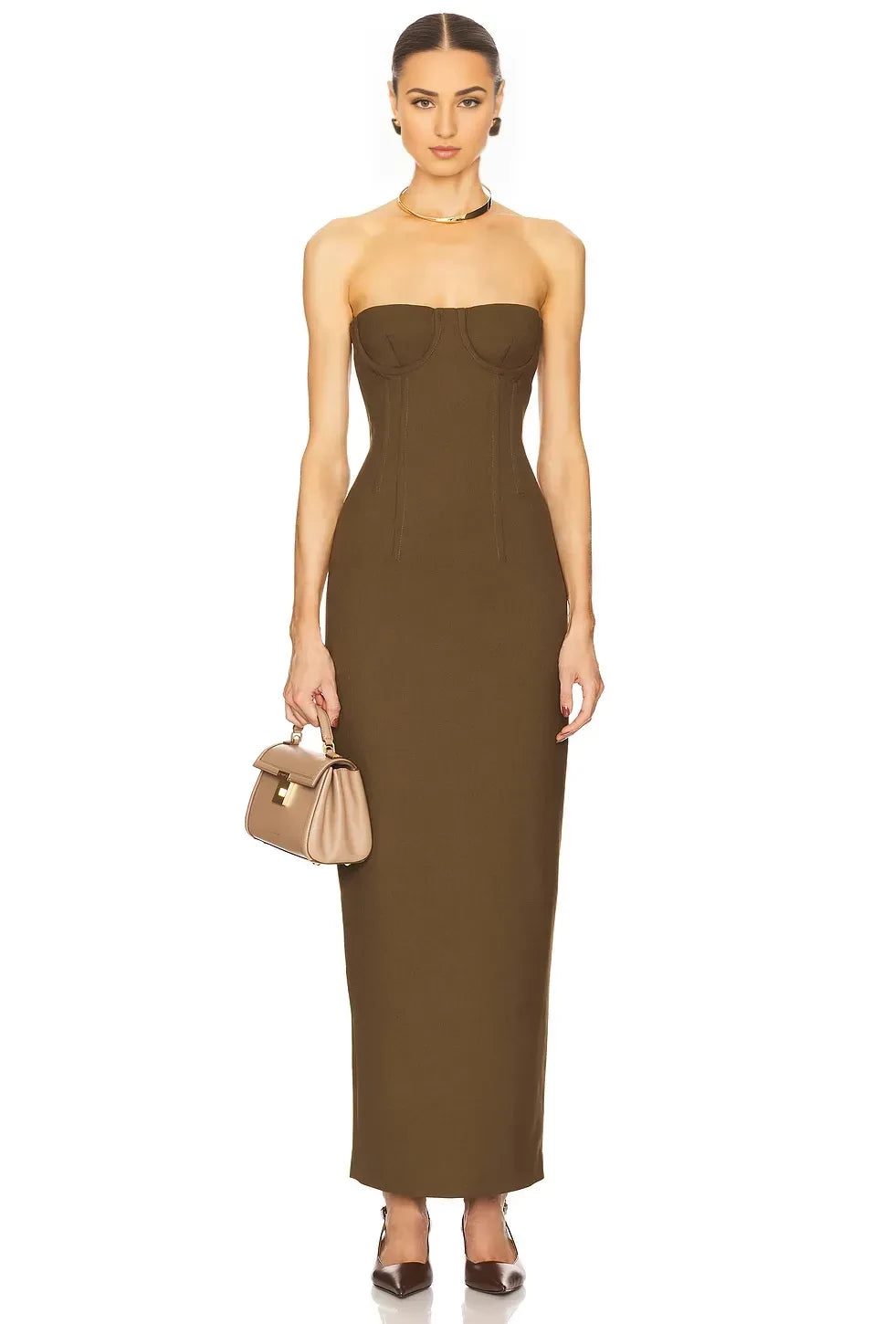 Classic Sheath Strapless Sleeveless Zipper Back Floor Length Evening Dress