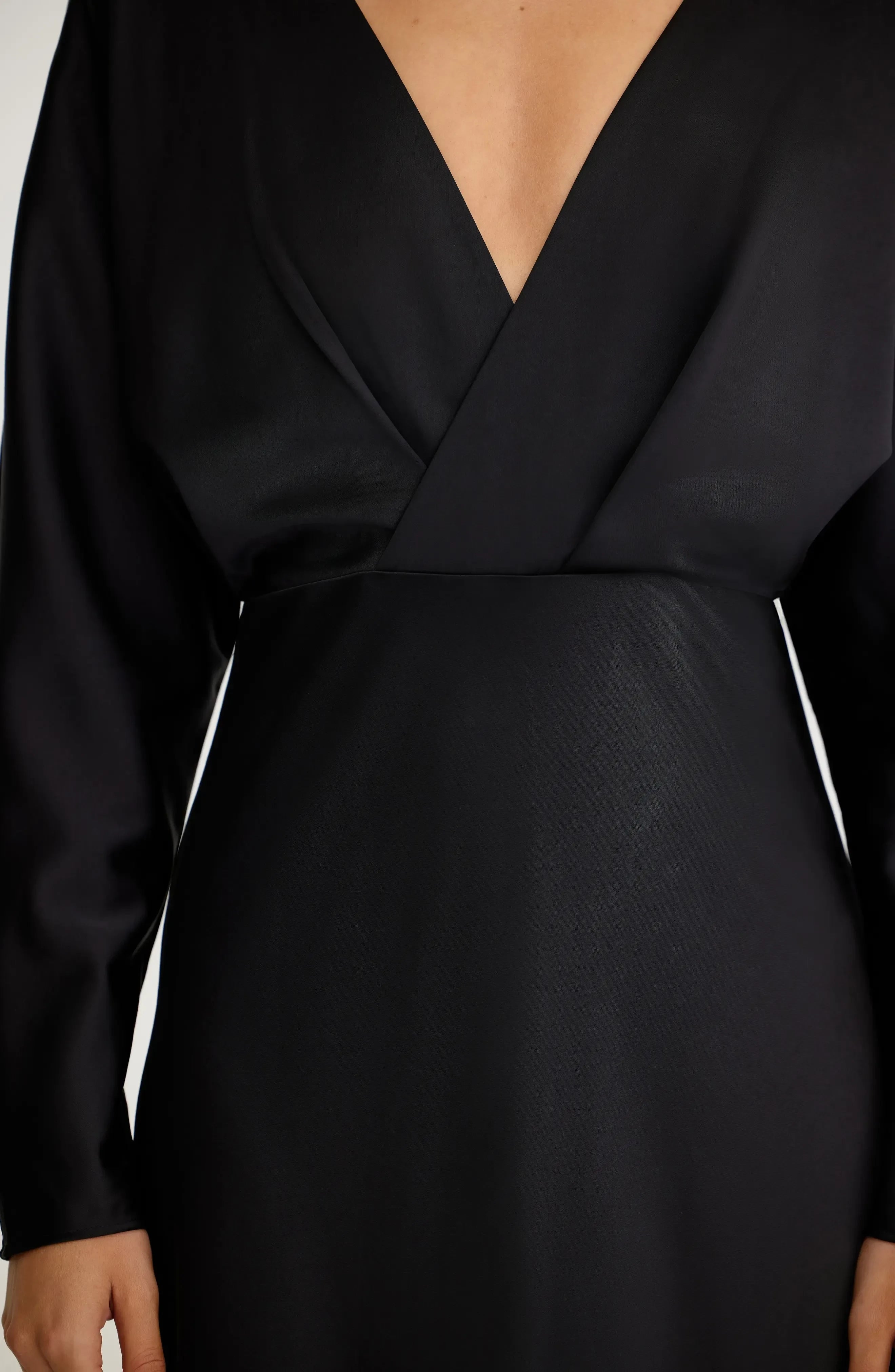 Classy A Line Deep V Neck Long Sleeve Tie Back Floor Length Evening Dress