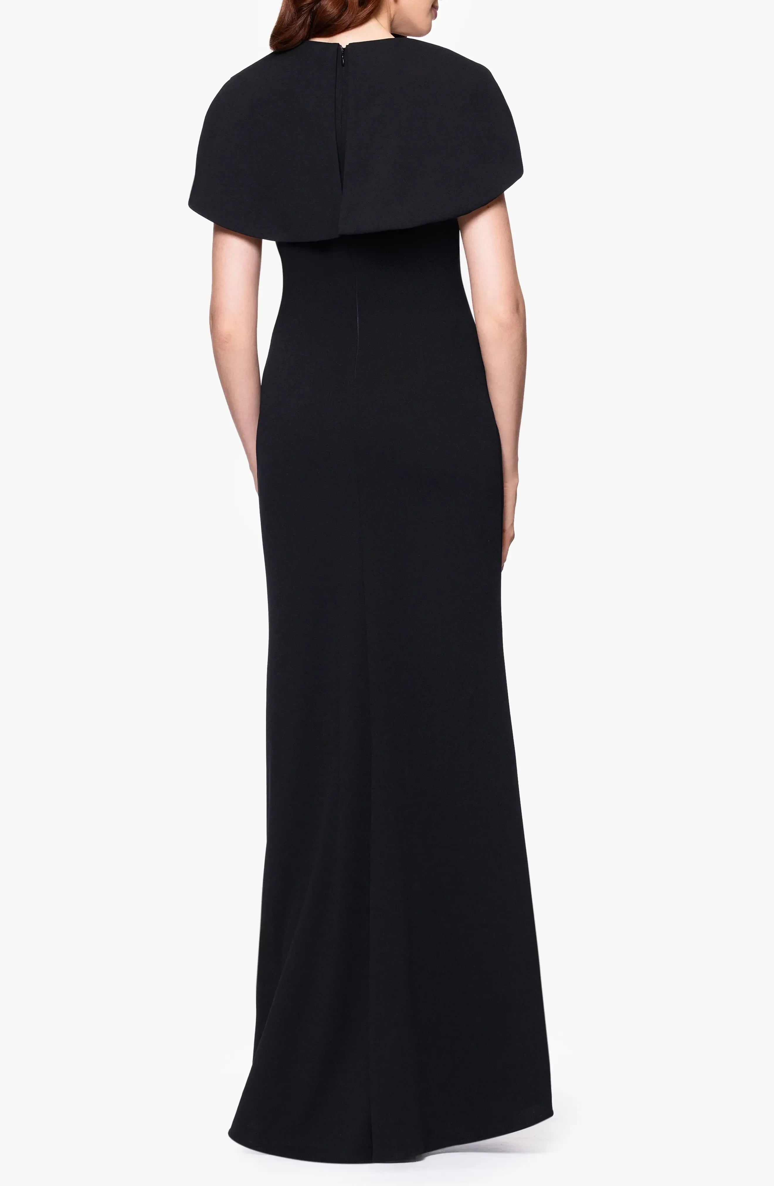 Classy Sheath Crew Neck Cape Sleeve Zipper Back Floor Length Evening Dress