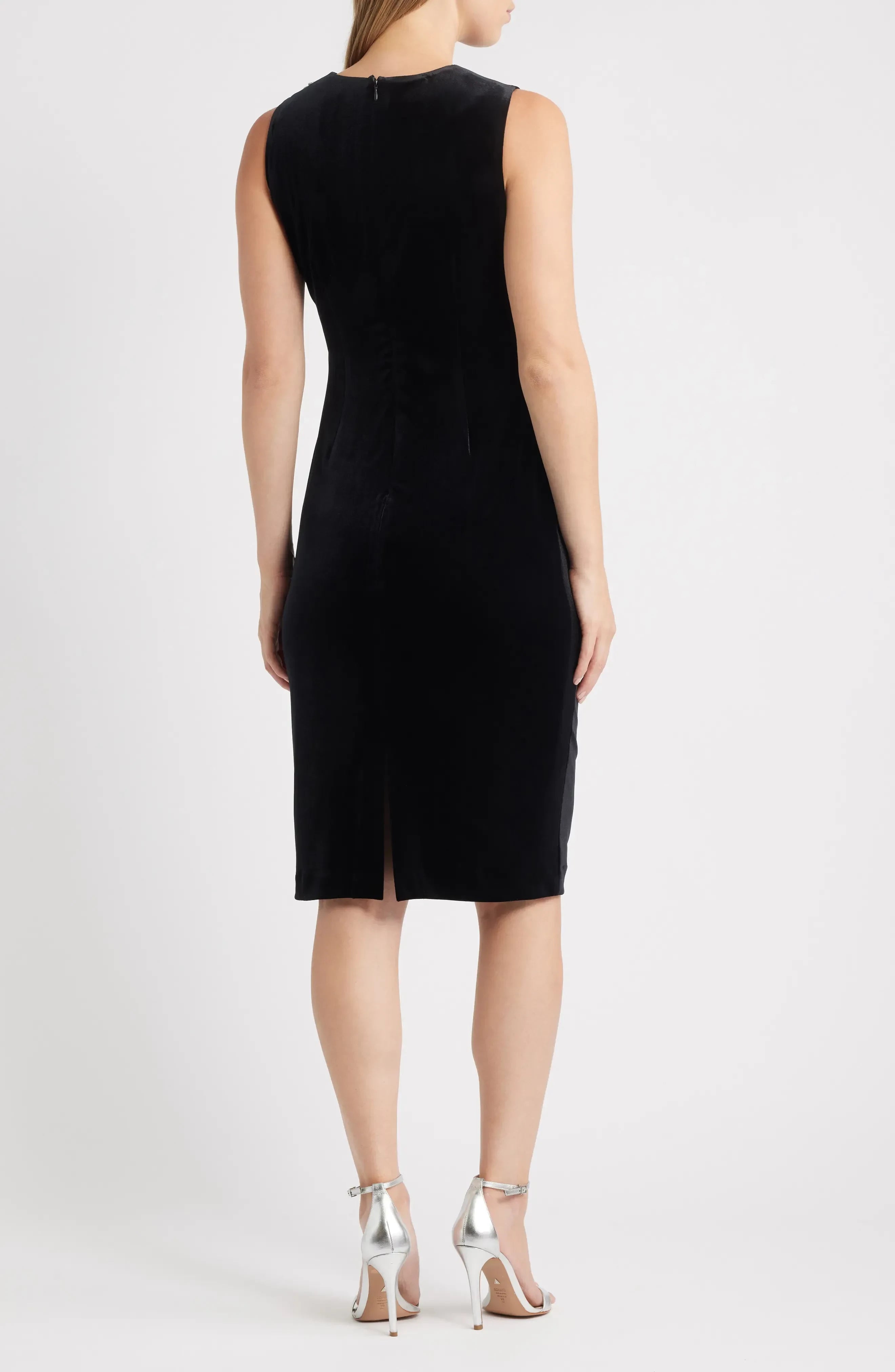 Classy Sheath Crew Neck Sleeveless Zipper Back Knee Length Evening Dress