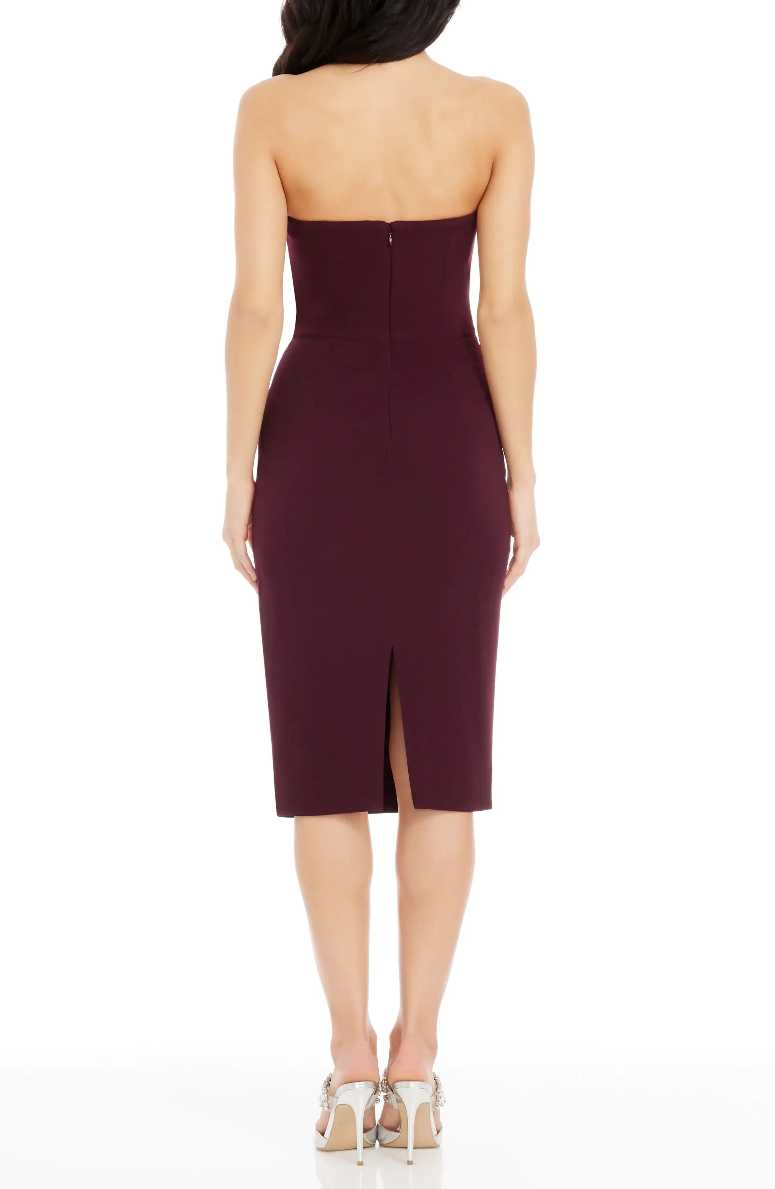 Classy Sheath One Shoulder Sleeveless Zipper Back Midi Length Evening Dress