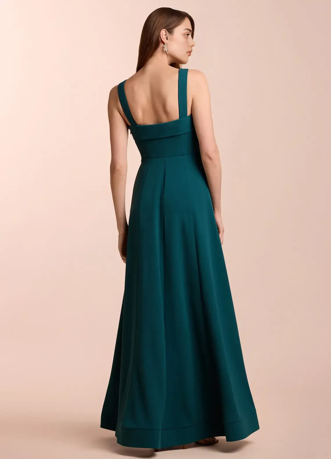 Clean A Line Square Neck Spaghetti Strap Open Back Floor Length Hot Sale Prom Dress
