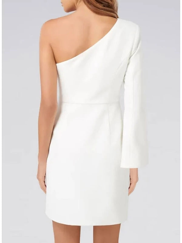 Column One Shoulder Long Sleeve Mini Cocktail Dresses Party Dresses Homecoming Dresses