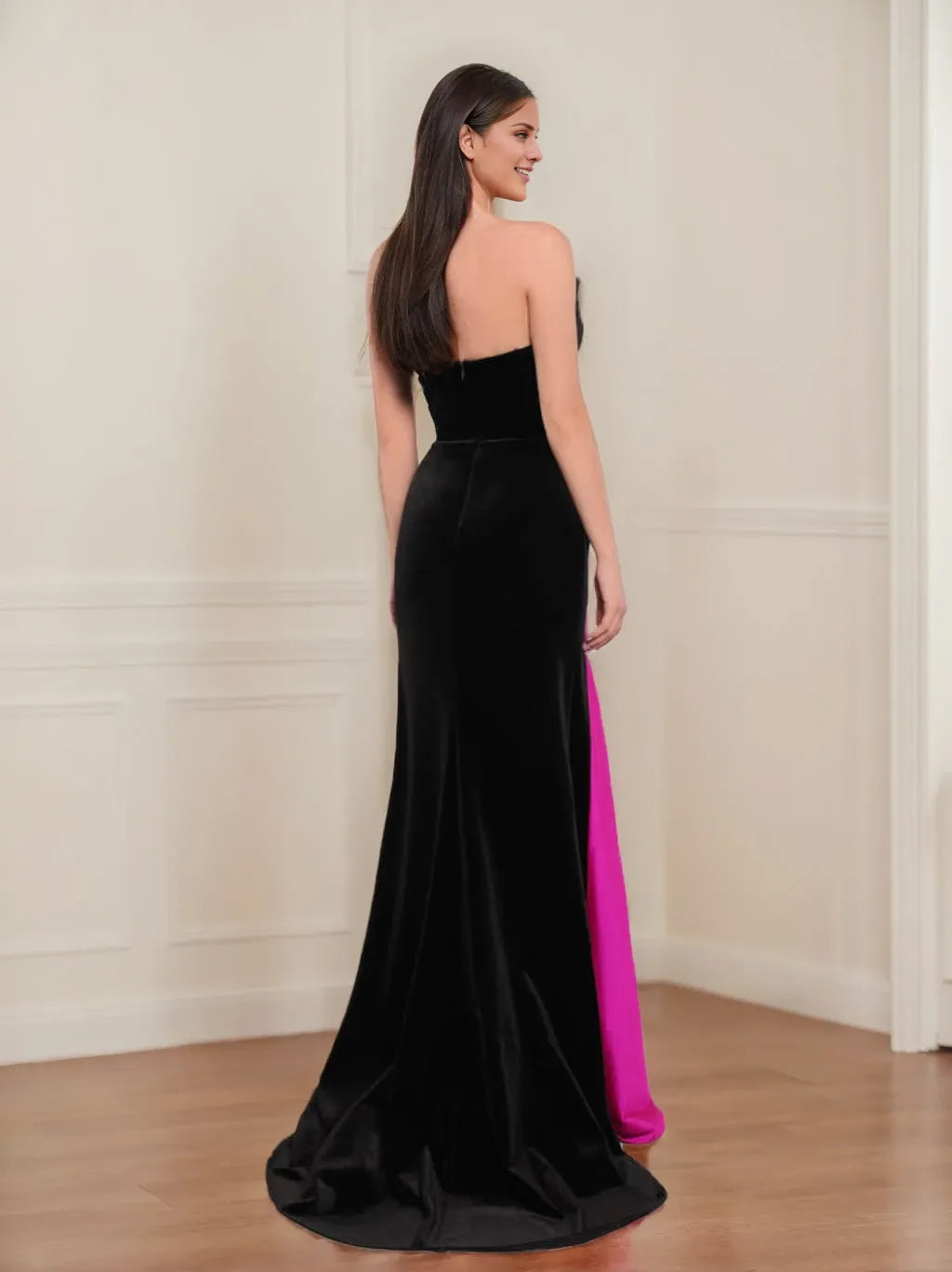 Column V-Neck Sleeveless Floor-Length Long Prom With Bowknot Evening Dresses