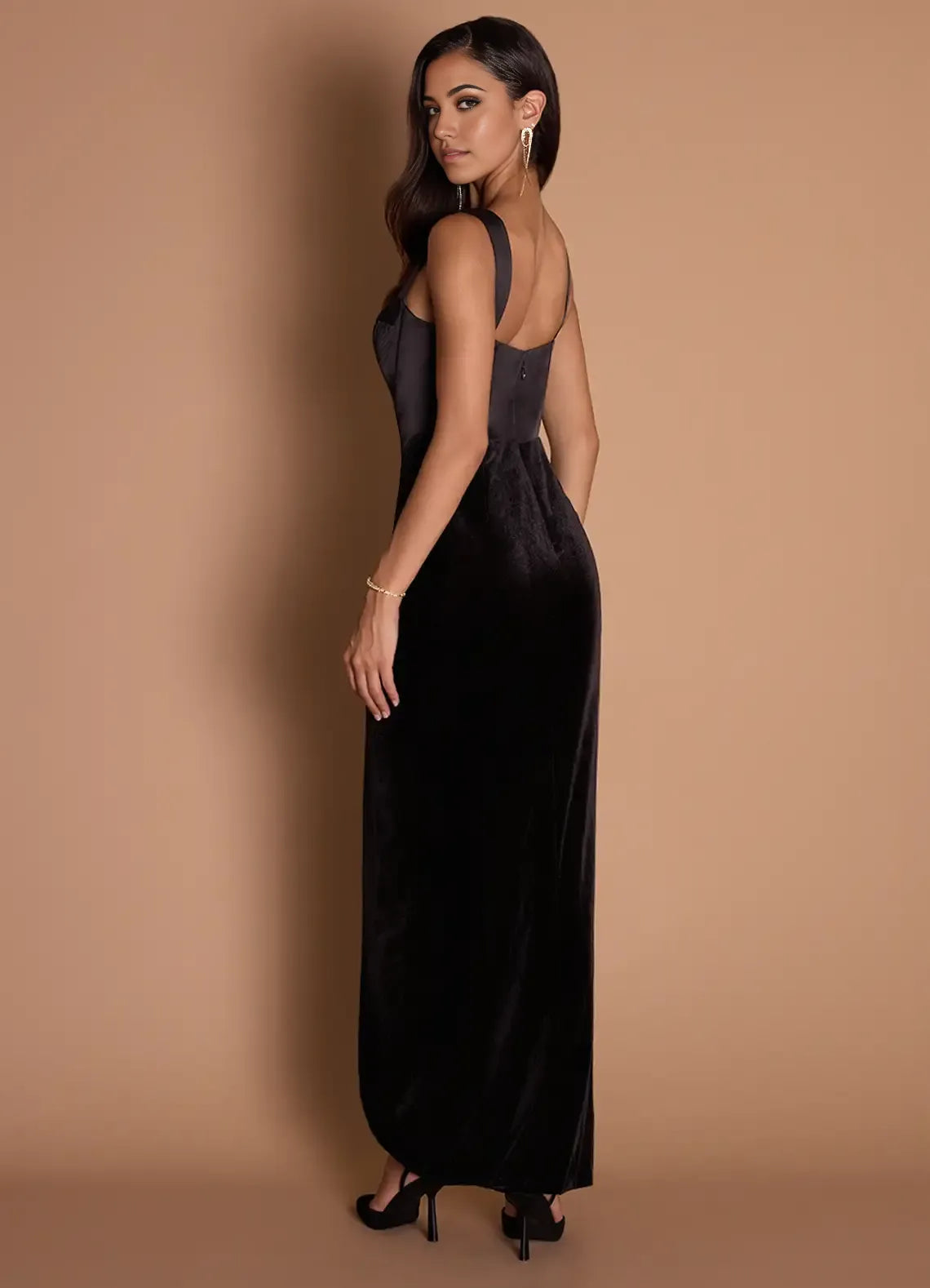 Corset Mixed Fabric Sheath Sweetheart Wide Strap Open Back Floor Length For Sale Prom Dress