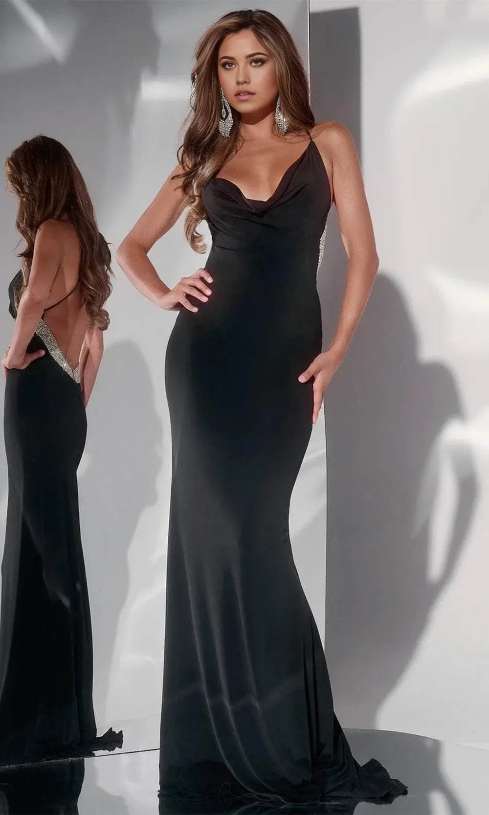 Cowl Sleeveless Sheath Romantic Off the shoulder Floor length Long Prom Dress Hot Sale For Ladies