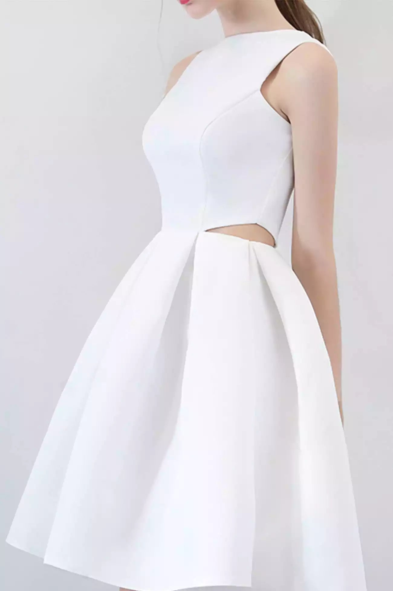 Cute A-Line White Satin Short Prom Dresses Party Dresses