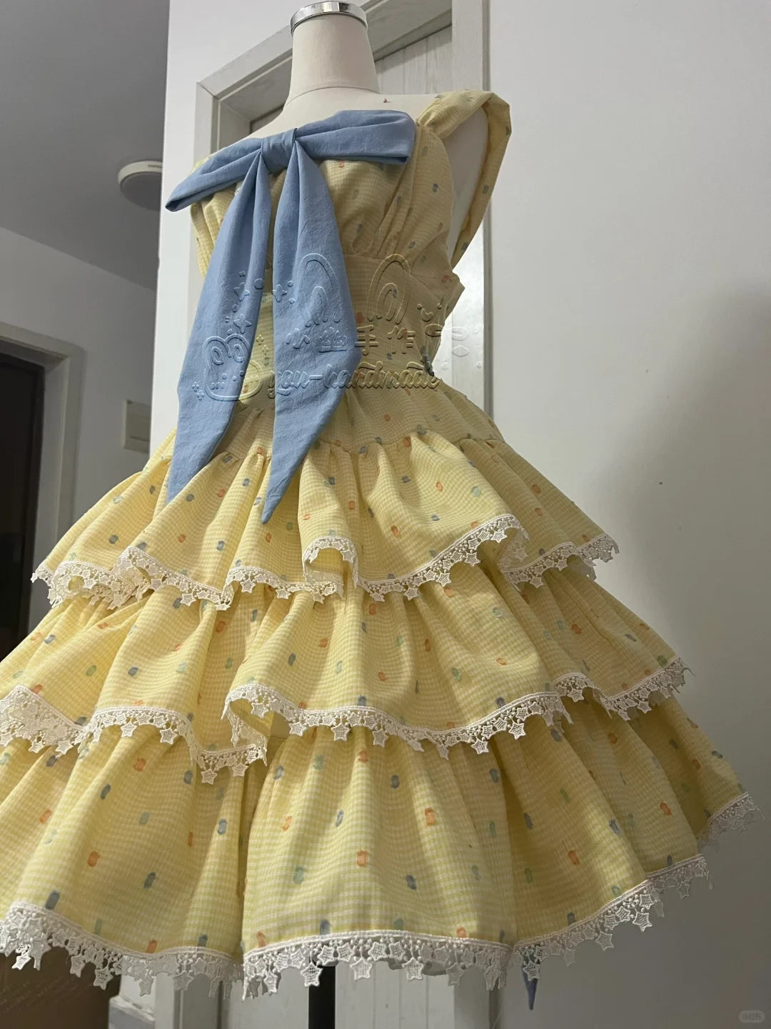 Cute Yellow Floral Lace Hem Design Tiered Party Dress Cocktail Dress Homecoming Dress Evening Dress