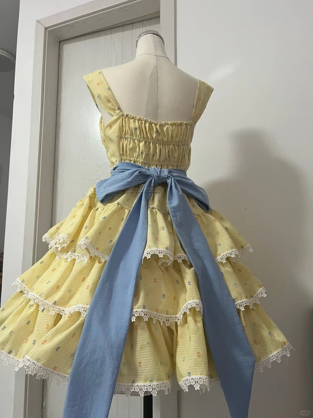 Cute Yellow Floral Lace Hem Design Tiered Party Dress Cocktail Dress Homecoming Dress Evening Dress
