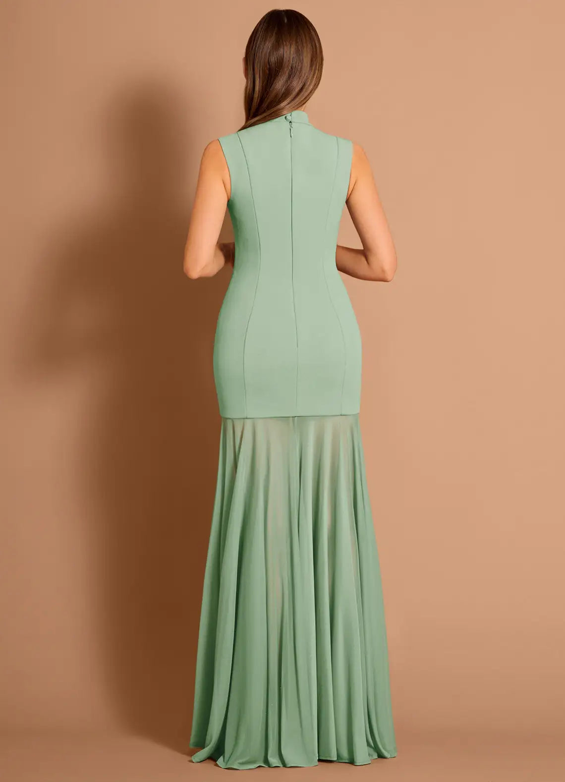 Cutout Mermaid Halter Neck Sleeveless Zipper Back Floor Length For Women Prom Dress