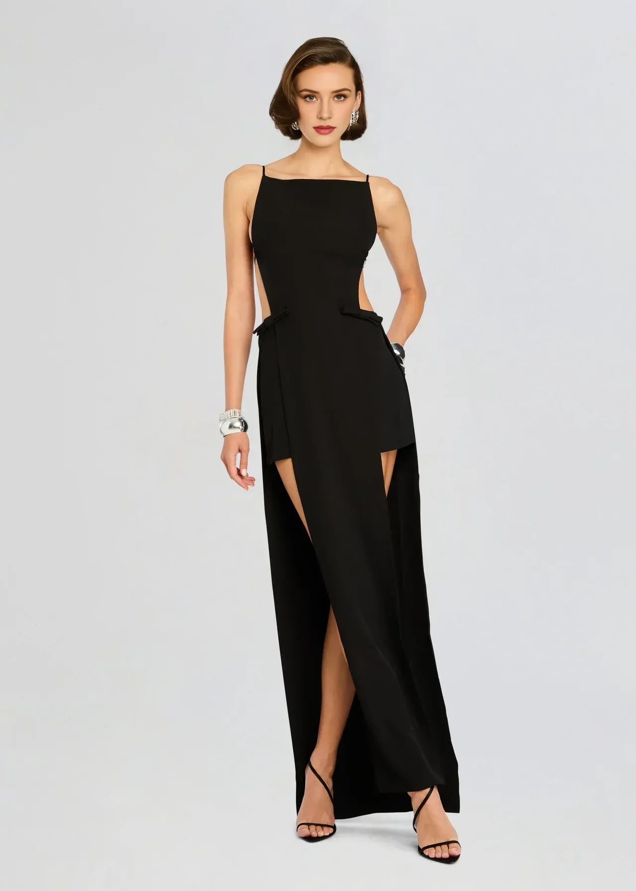 Daring Sheath Square Neck Sleeveless Open Back Floor Length Plus Size Prom Dress