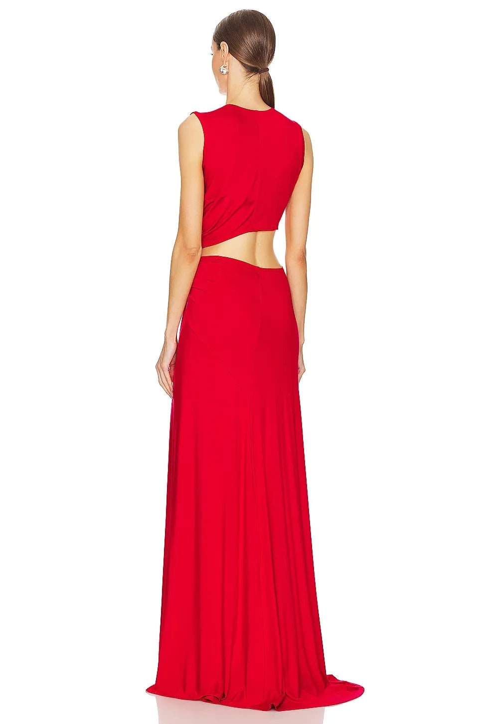Daring Sheath V Neck Sleeveless Cutout Back Floor Length Evening Dress