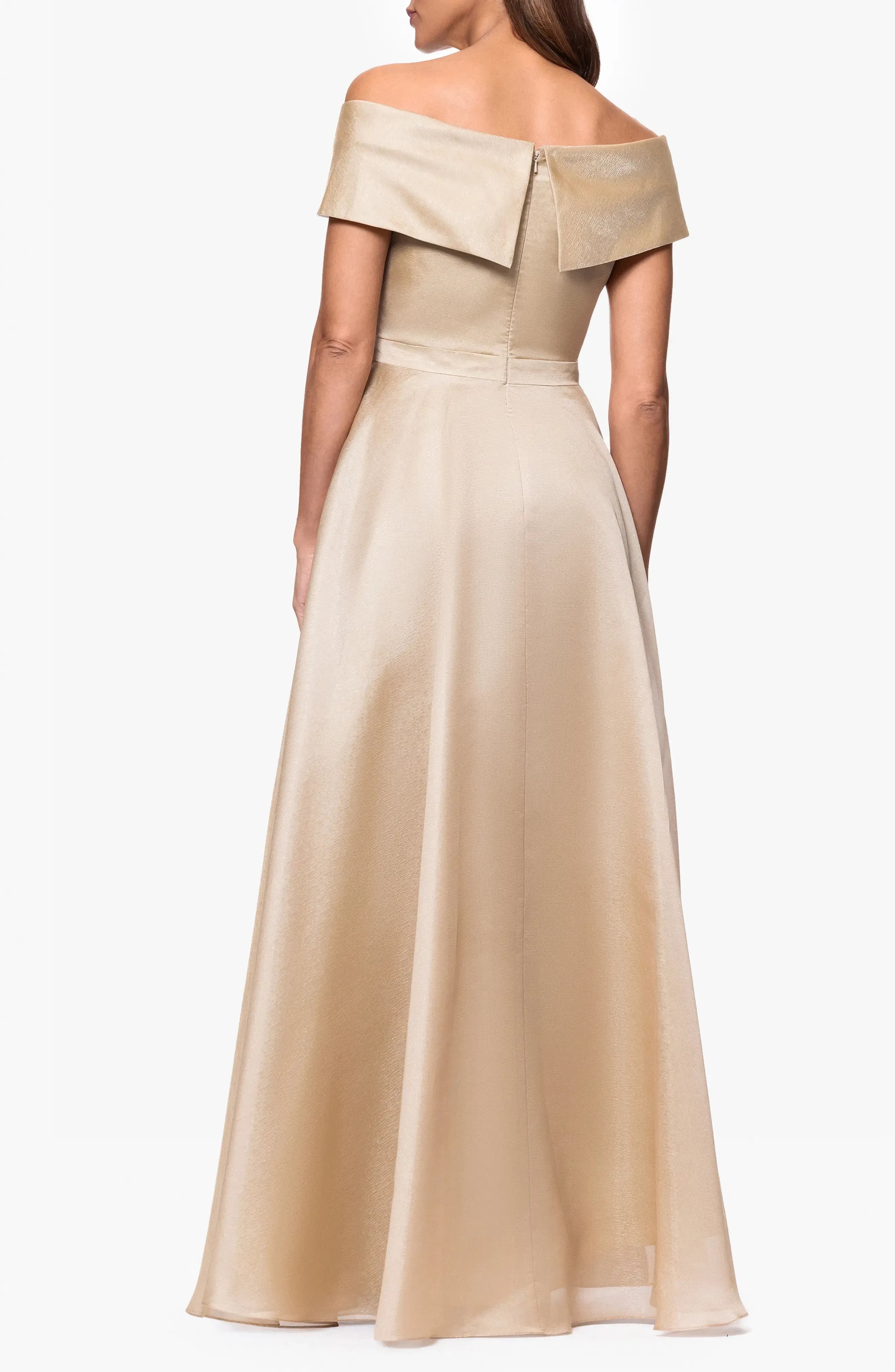 Dazzling A Line Off The Shoulder Short Sleeve Zipper Back Floor Length Evening Dress