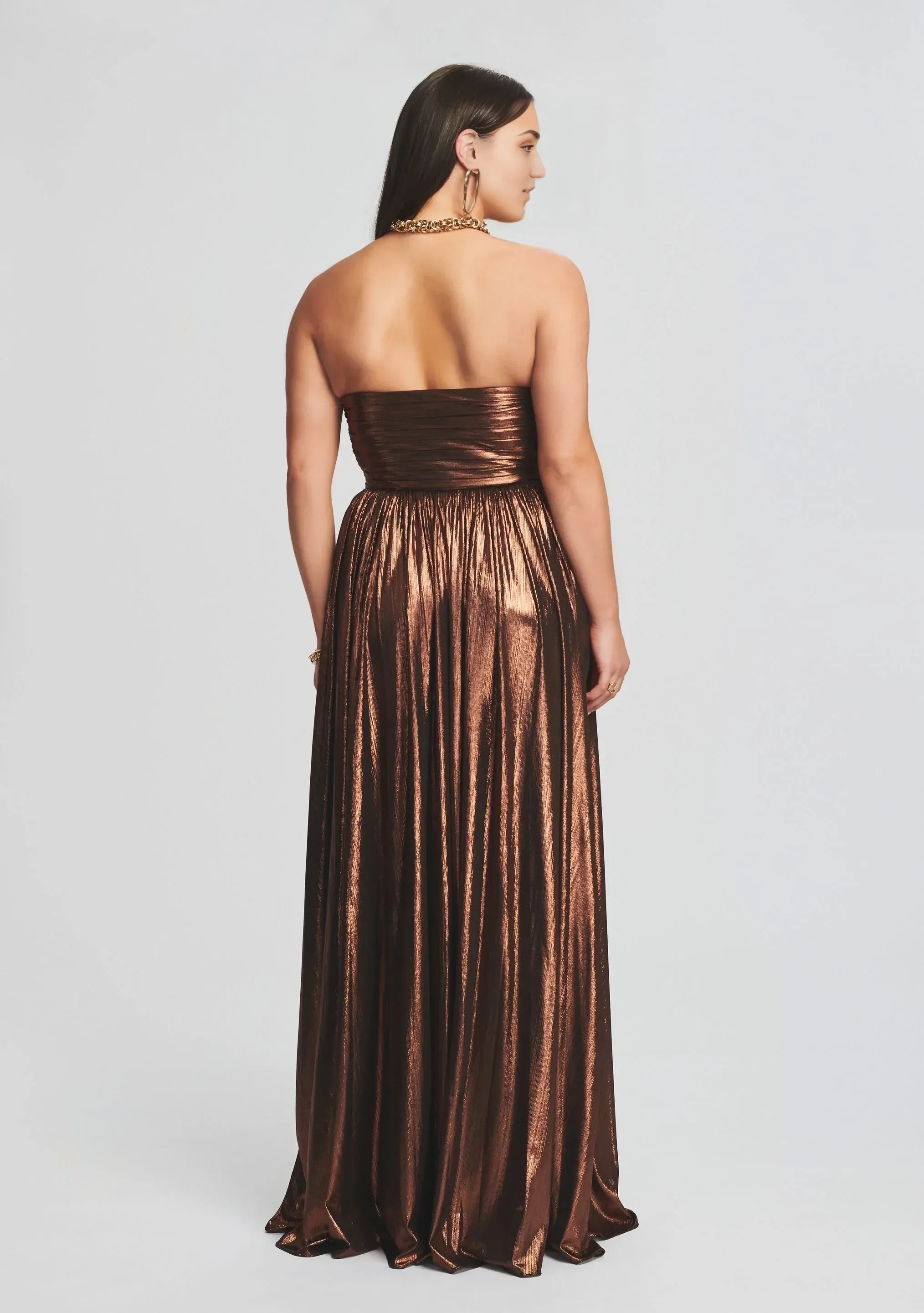 Dazzling A Line Strapless Sleeveless Side Slit Floor Length Plus Size Prom Dress