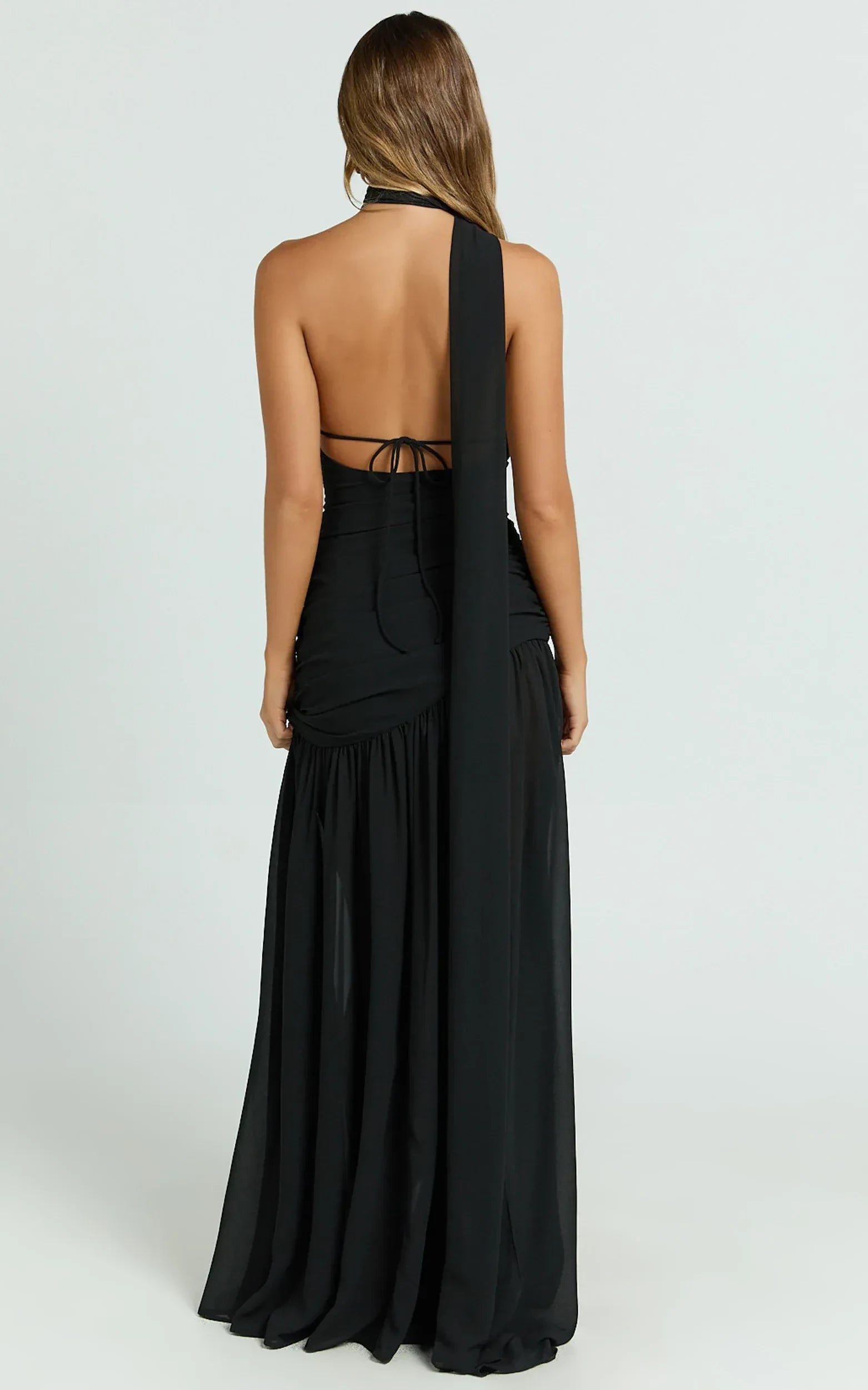 Dazzling Asymmetric Halter One Shoulder Tie Back Floor Length Plus Size Evening Dress