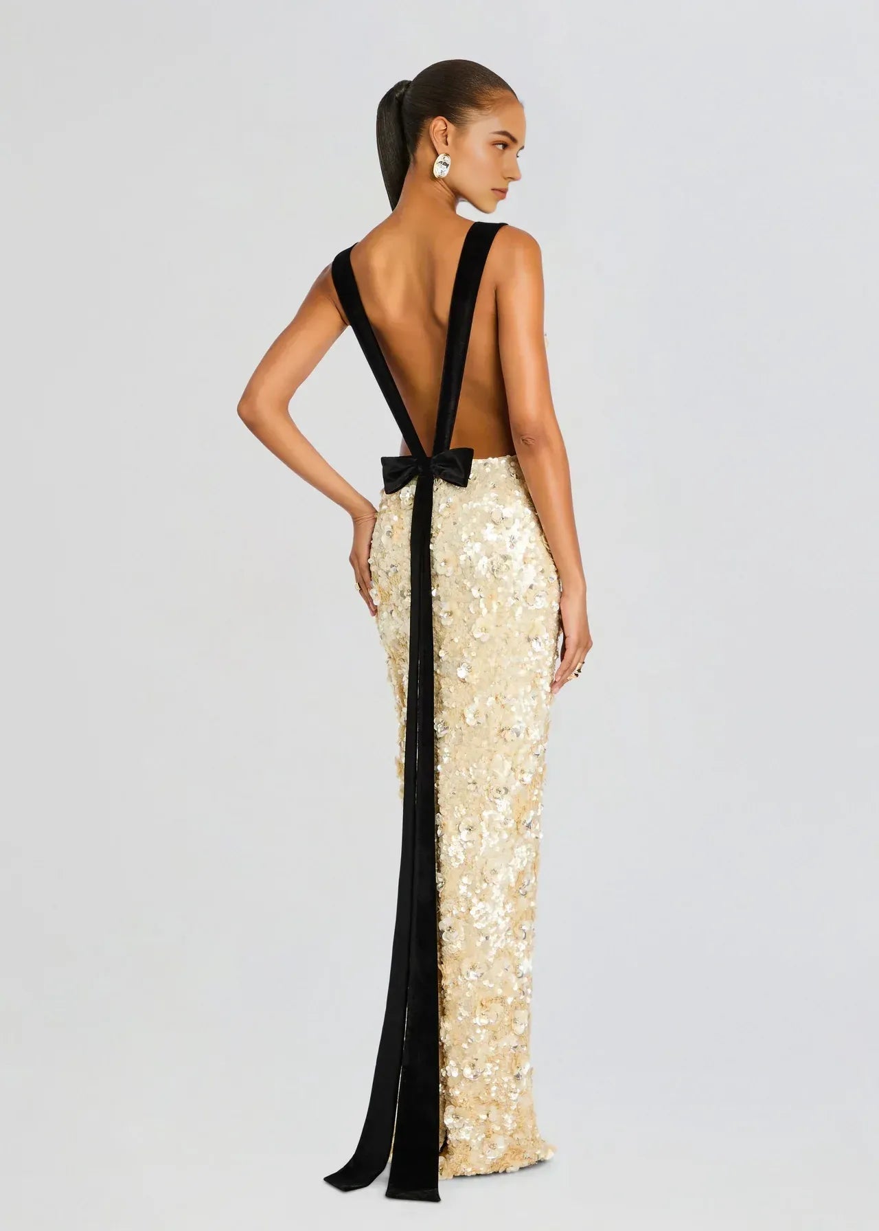 Dazzling Mermaid Boat Neck Sleeveless Bow Back Floor Length Plus Size Evening Dress