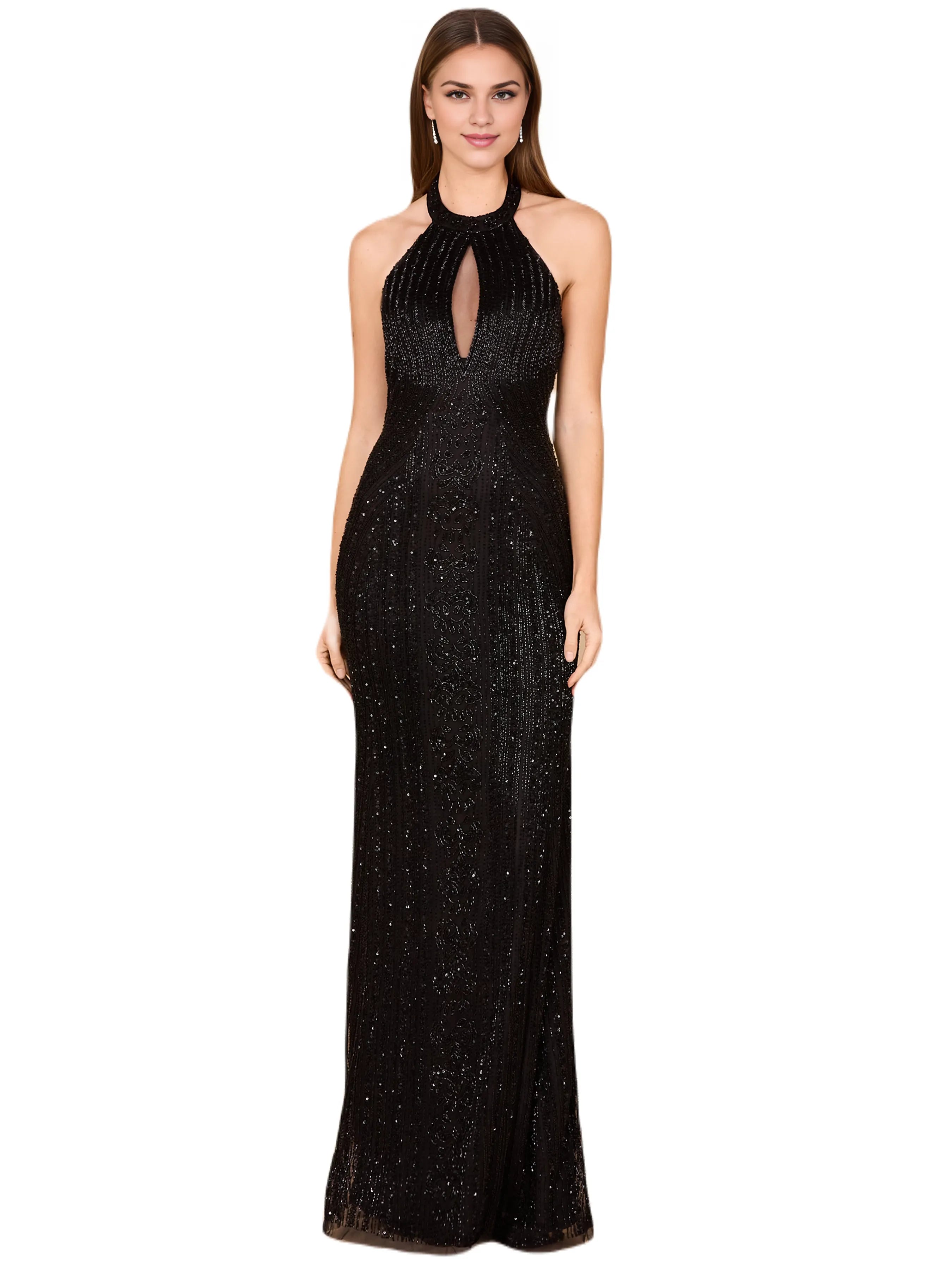 Dazzling Mermaid Halter Neck Sleeveless Open Back Floor Length Evening Dress
