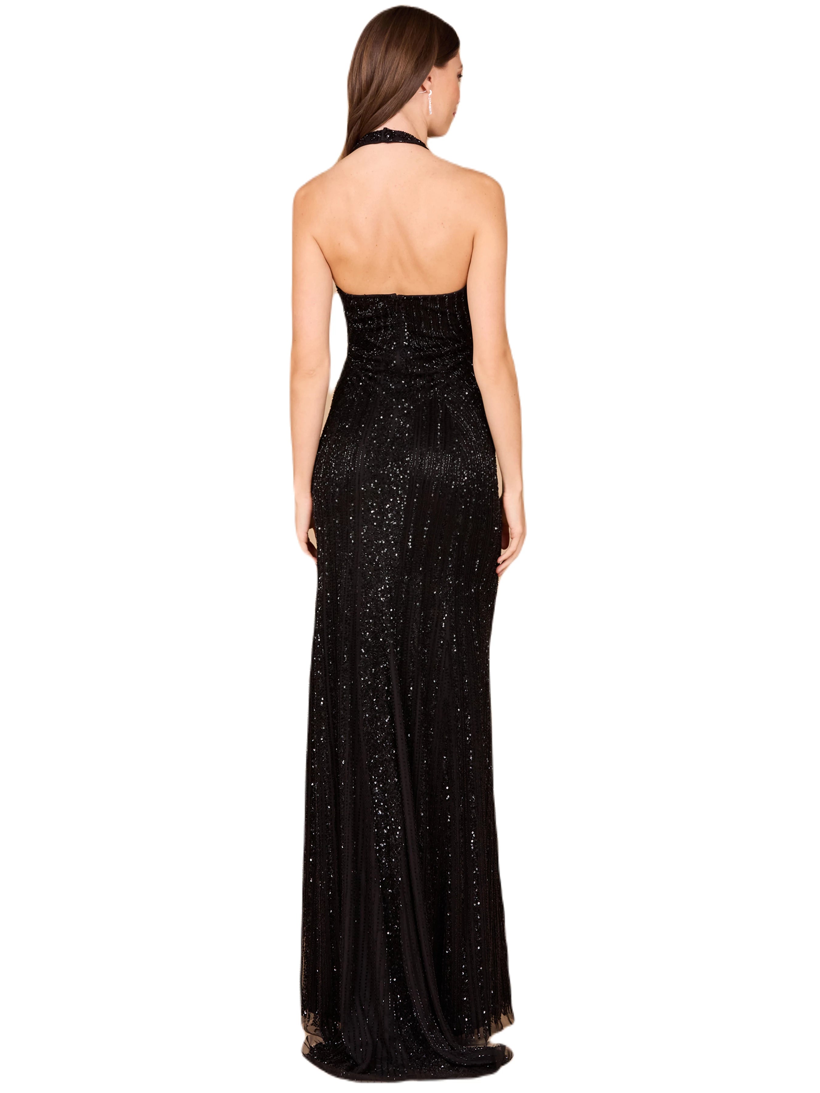 Dazzling Mermaid Halter Neck Sleeveless Open Back Floor Length Evening Dress