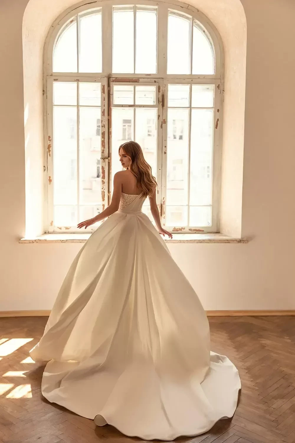 Dazzling Mermaid One Shoulder Sleeveless Open Back Long Length Wedding Dress