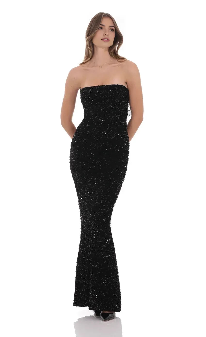 Dazzling Mermaid Strapless Sleeveless Bow Back Floor Length Evening Dress