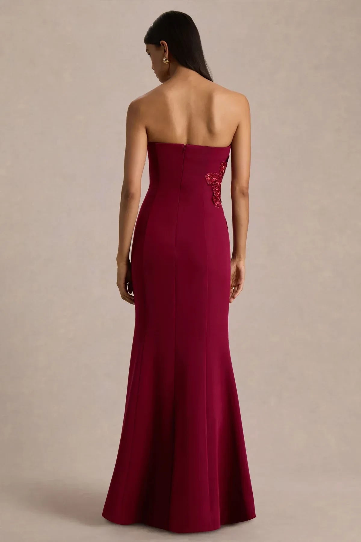 Dazzling Mermaid Strapless Sleeveless Embroidered Side Floor Length Evening Dress