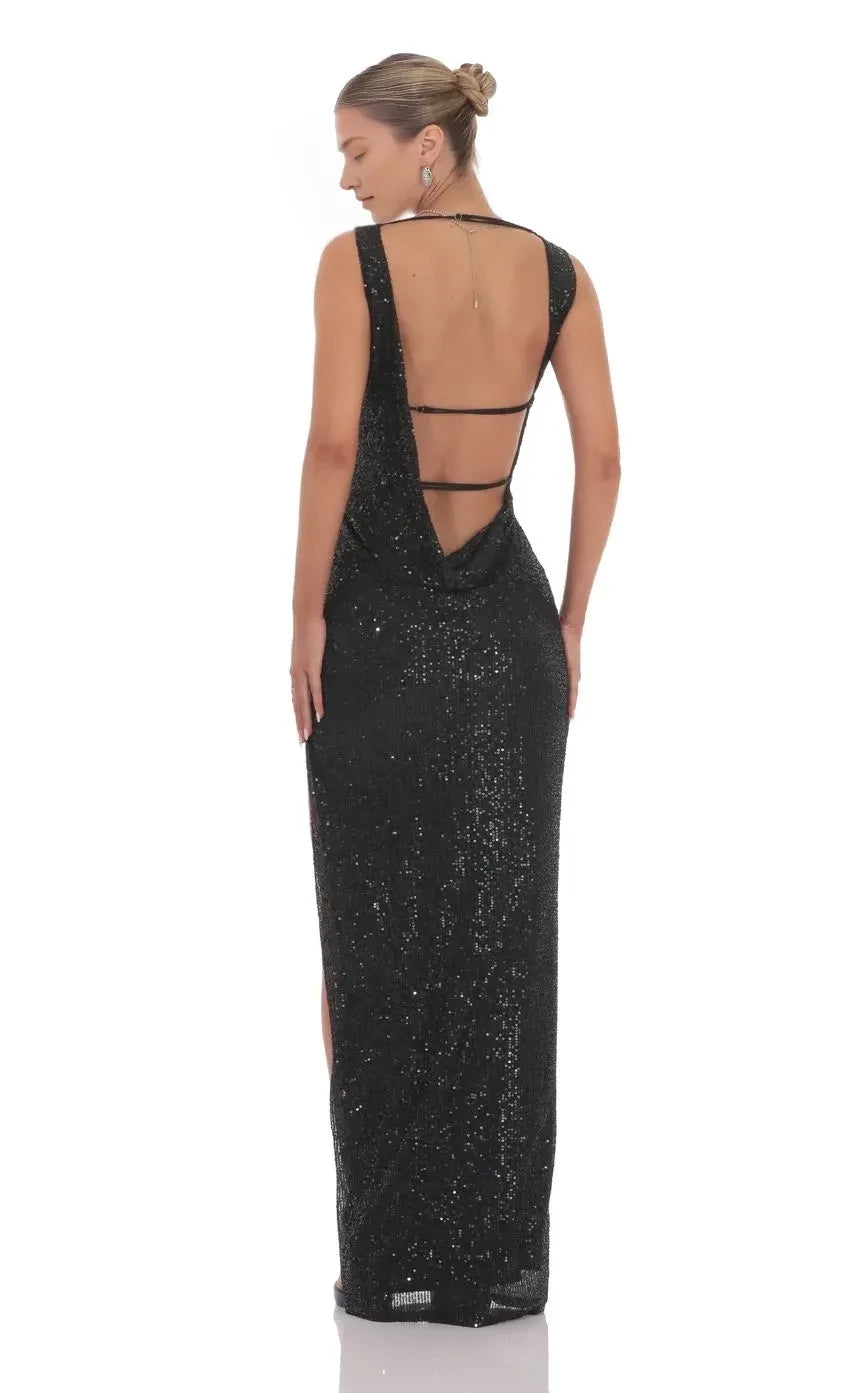 Dazzling Sheath Boat Neck Sleeveless Open Back Floor Length Evening Dress