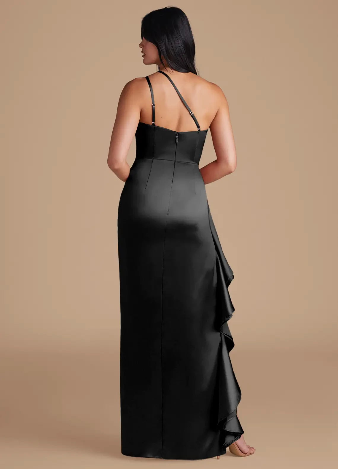 Dazzling Sheath One Shoulder Sleeveless Zipper Back Floor Length Bridesmaid Dress
