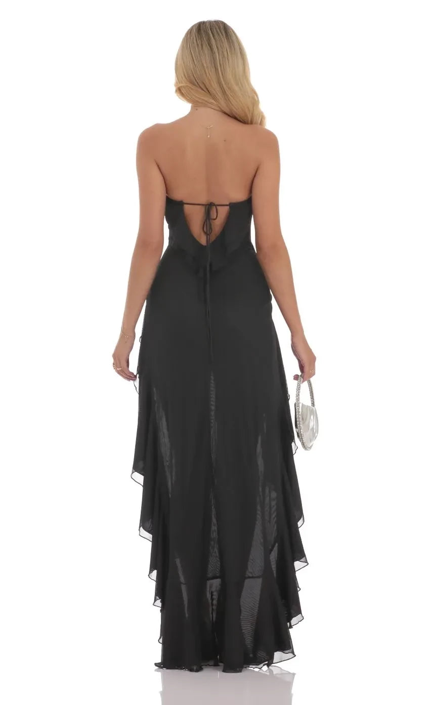 Dazzling Sheath Strapless Sleeveless Tie Back Floor Length Evening Dress